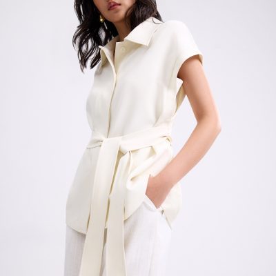 Aster Detachable Sash Tailored Tunic Vest Top