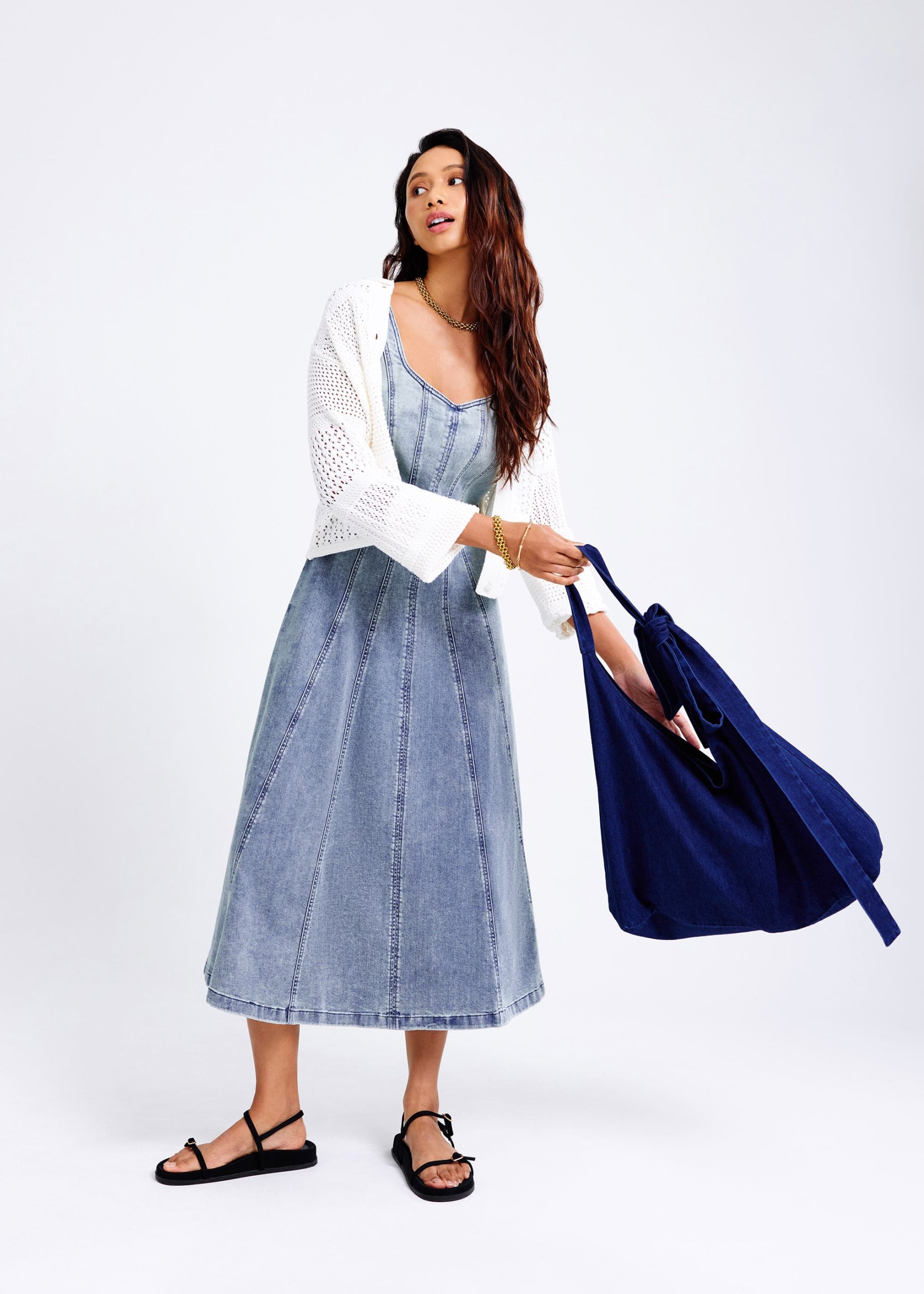 Adjustable Denim Tote Bag - Image 2