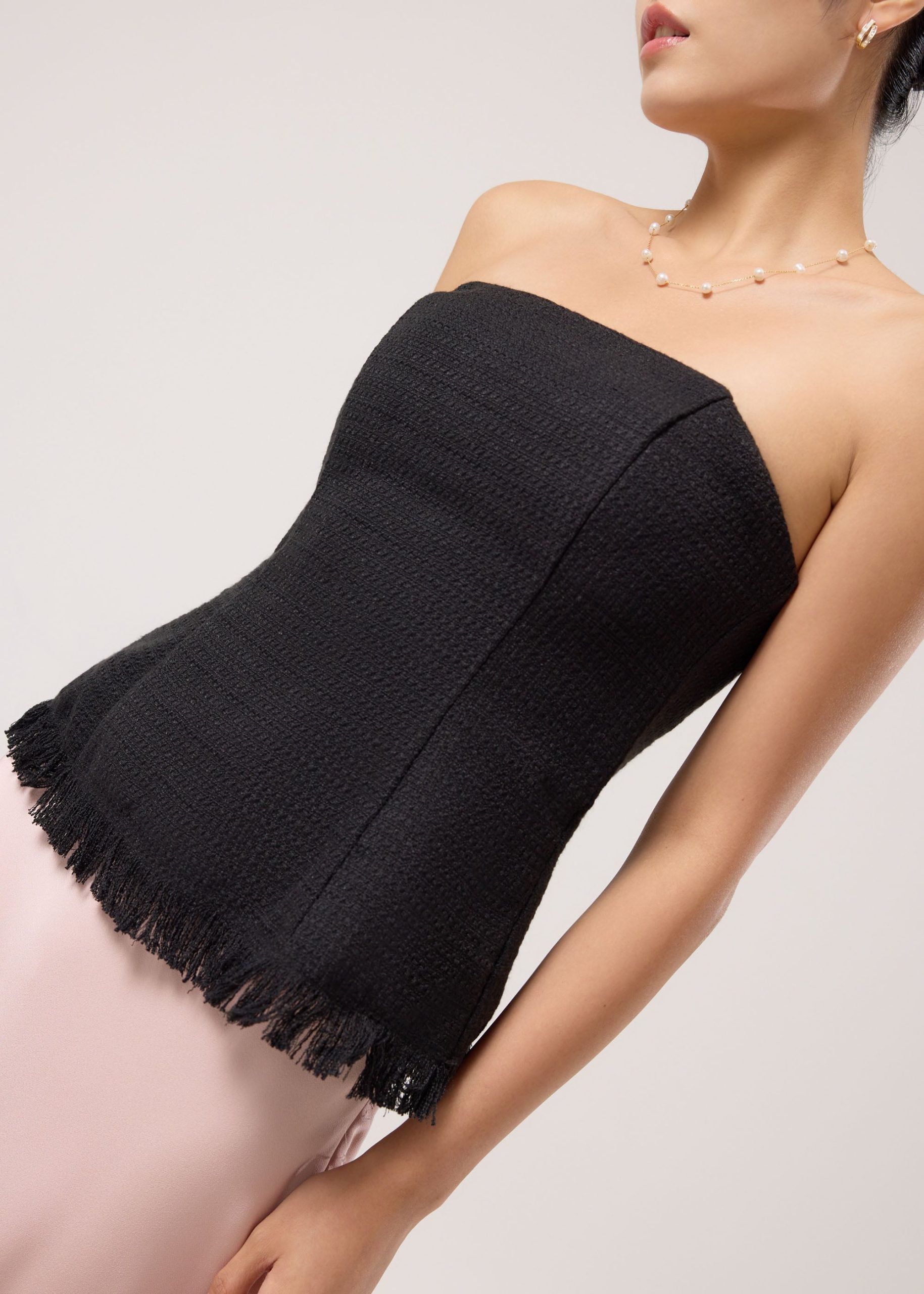 BraFree by LB Lia Tweed Tube Peplum Top - Image 7