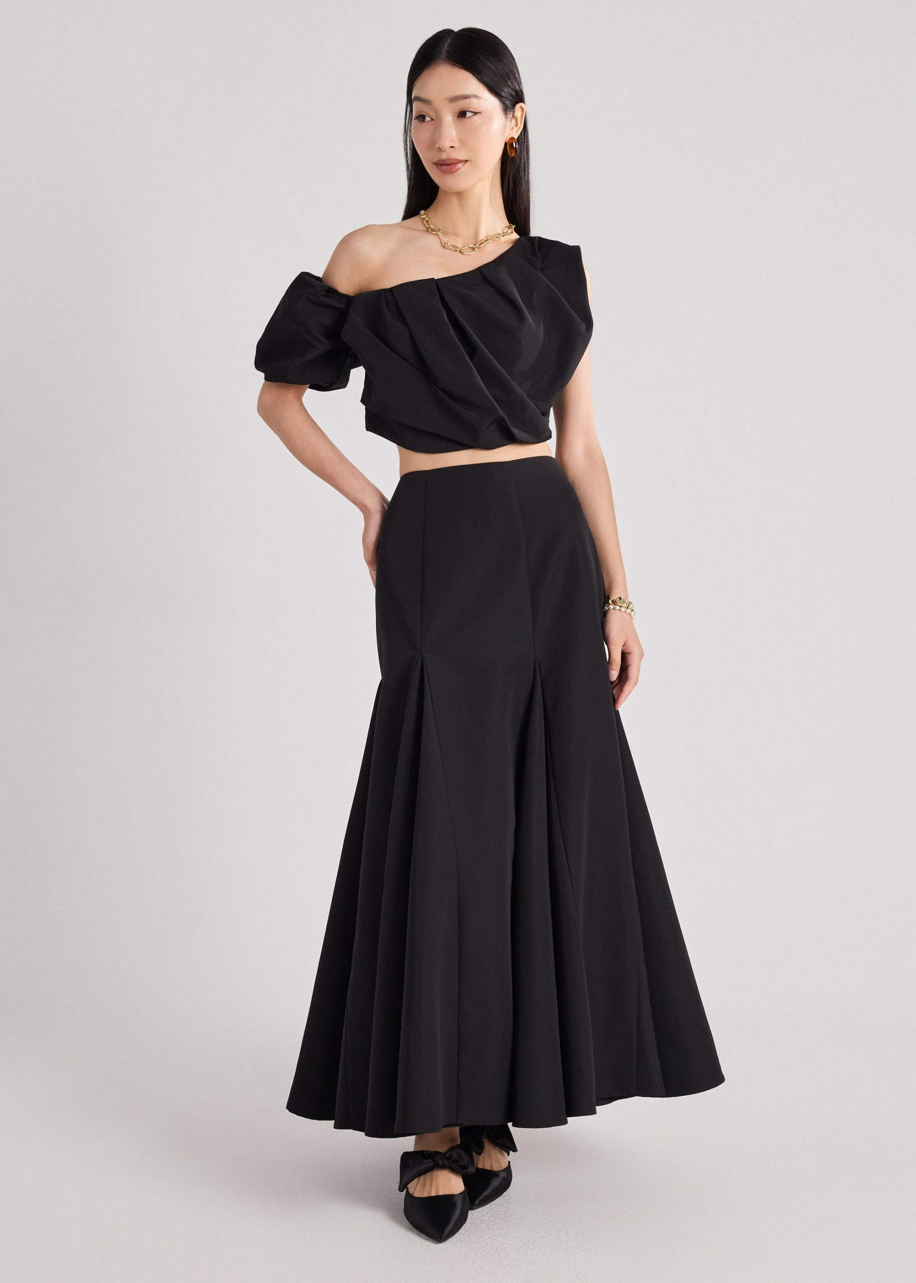 Taffeta Asymmetric Crop Top