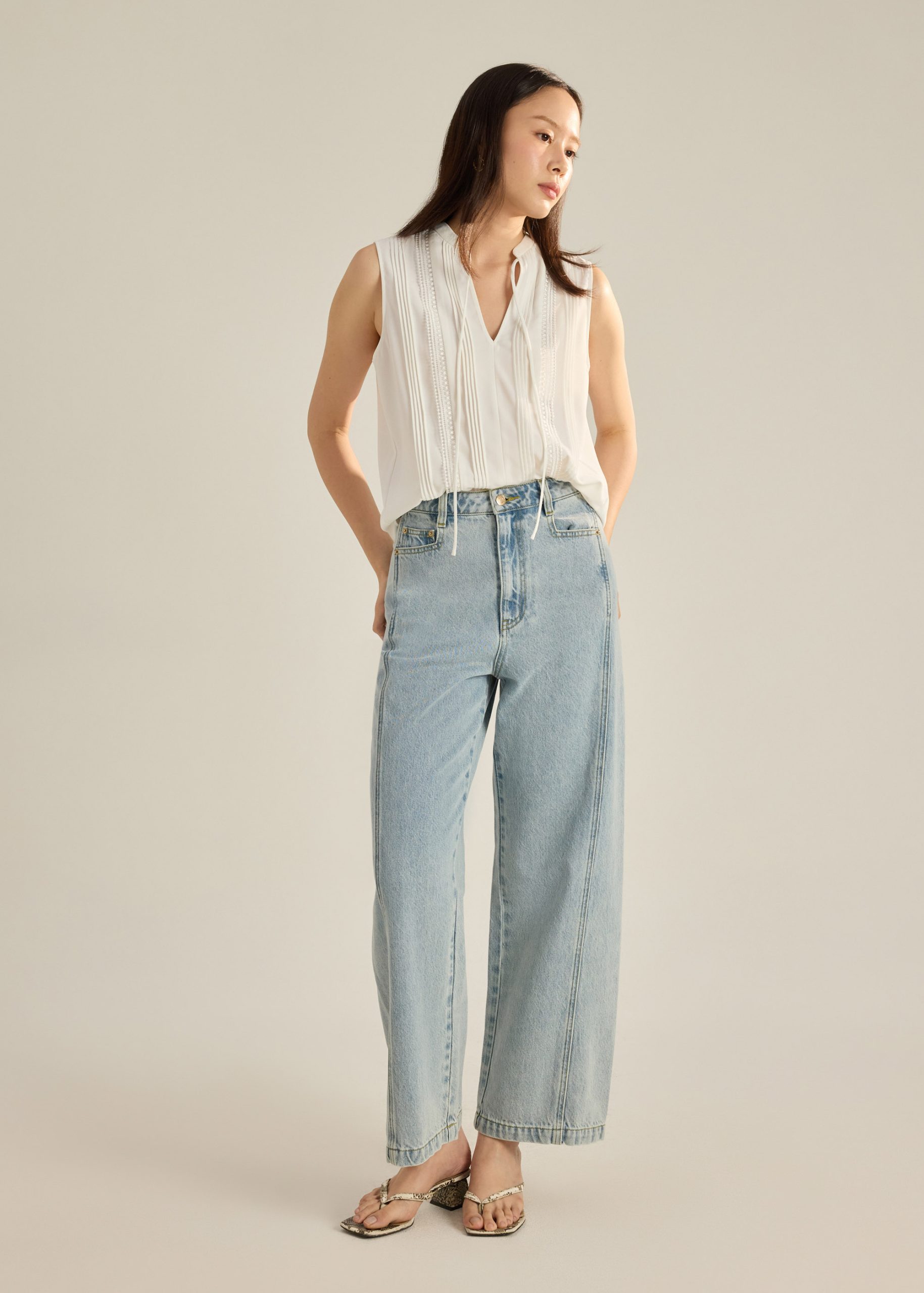 Ella Pintuck Blouse With Lace Trim - Image 9