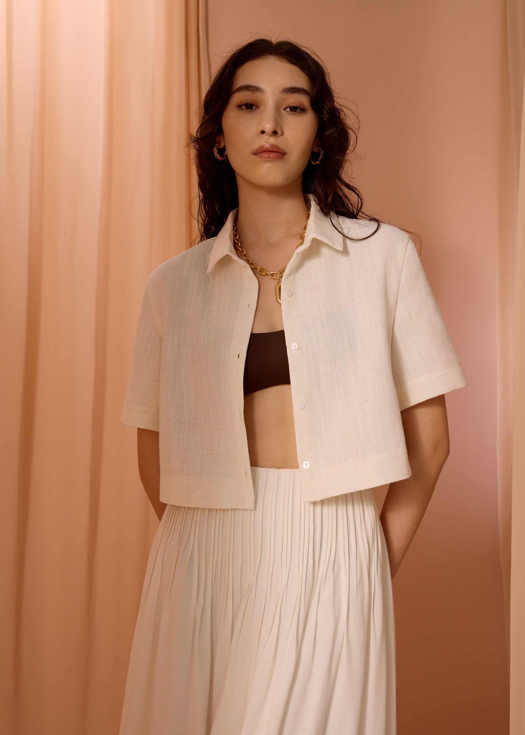 Casey Textured Boxy Crop Shirt - Image 4