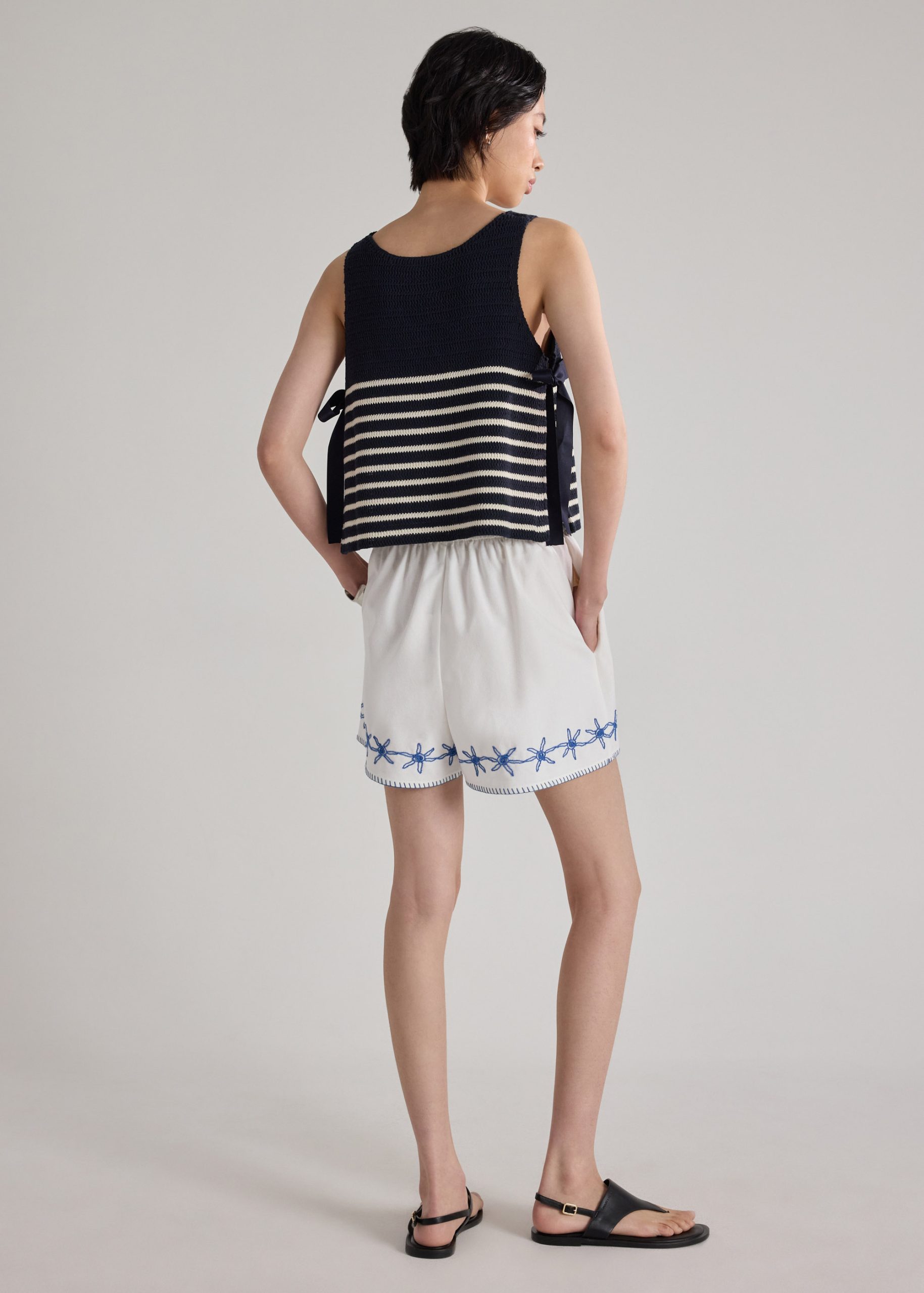 Multi-way Striped Knit Side Tie Top - Image 11