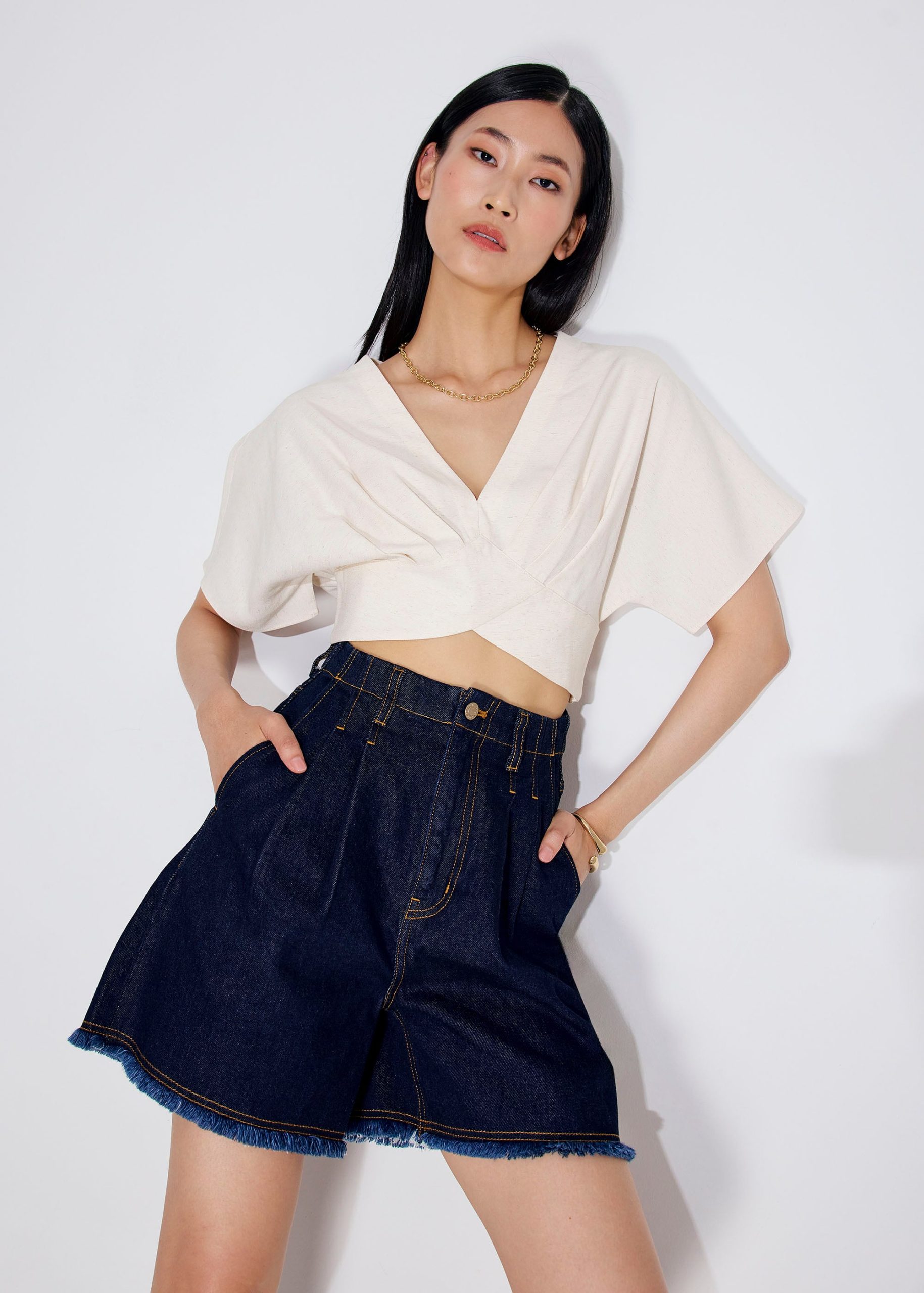 V-neck Kimono Sleeve Crop Top - Image 8