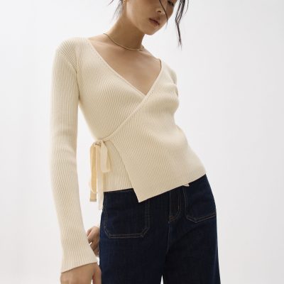 Fitted Knit Wrap Top