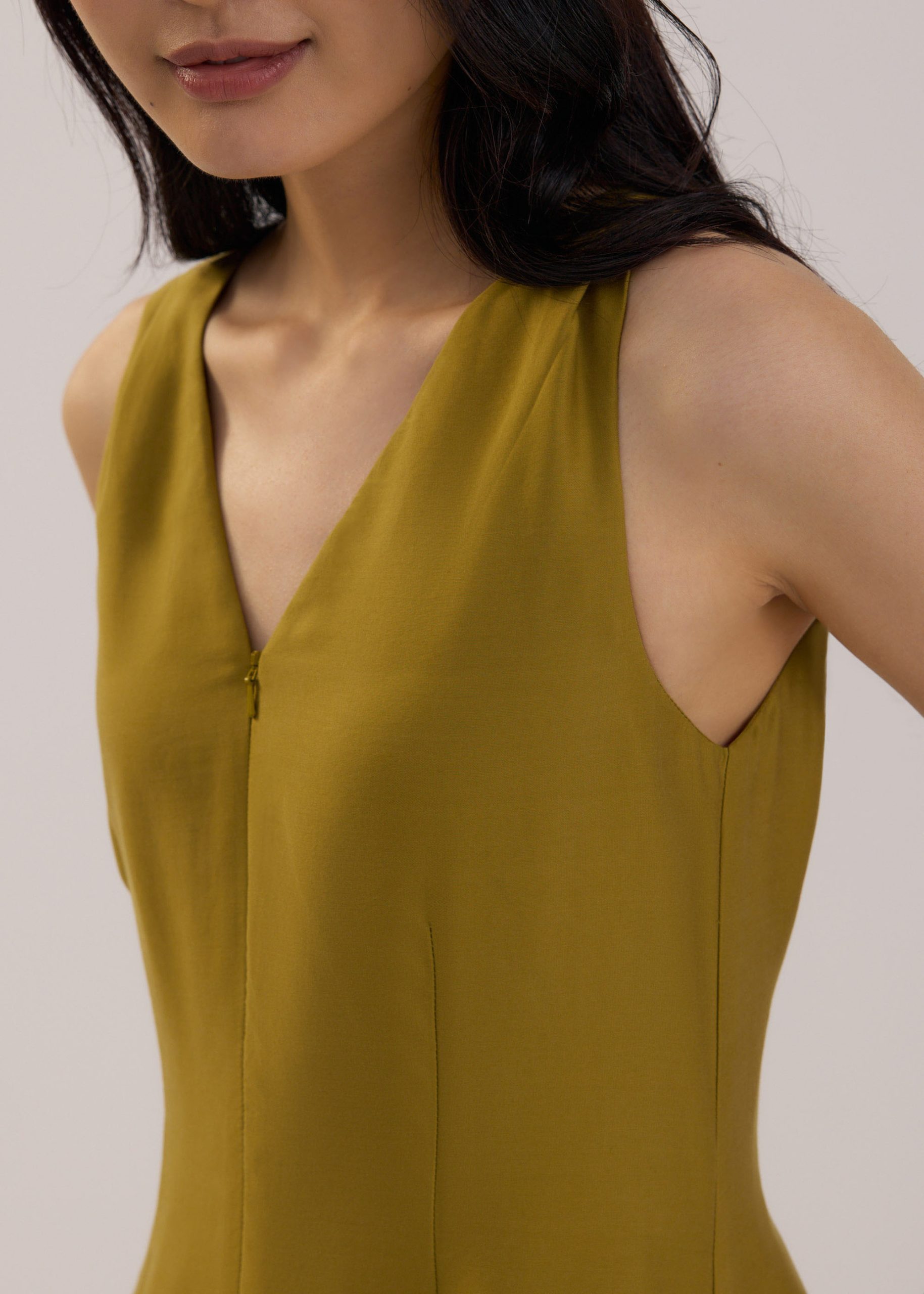 Tencel V-neck Fit & Flare Midi Dress - Image 3