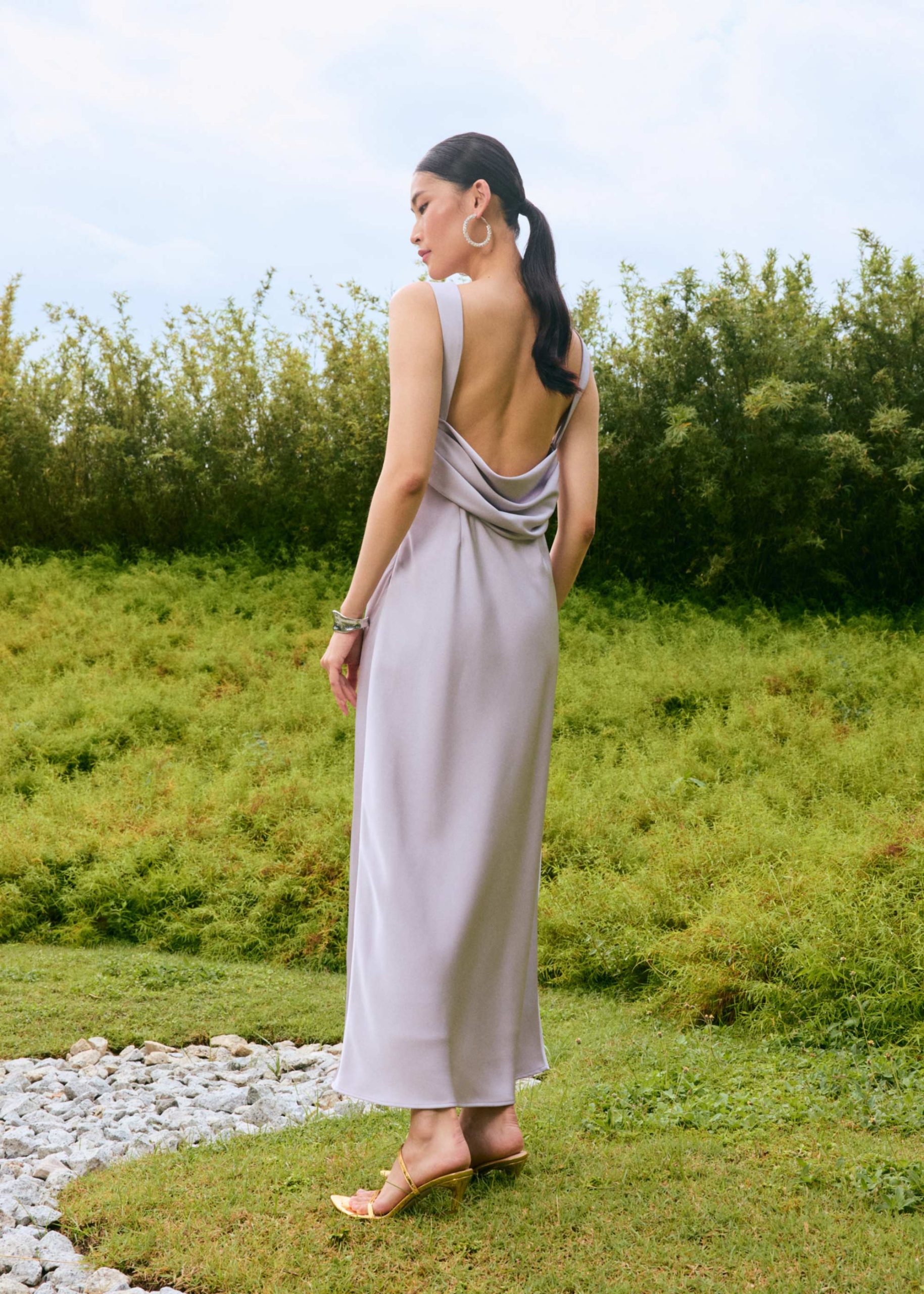 BraFree by LB Satin Cowl Neck Bias Cut Maxi Dress - Image 22