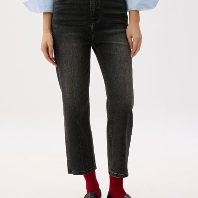 Denim Ankle Length Straight Leg Jeans