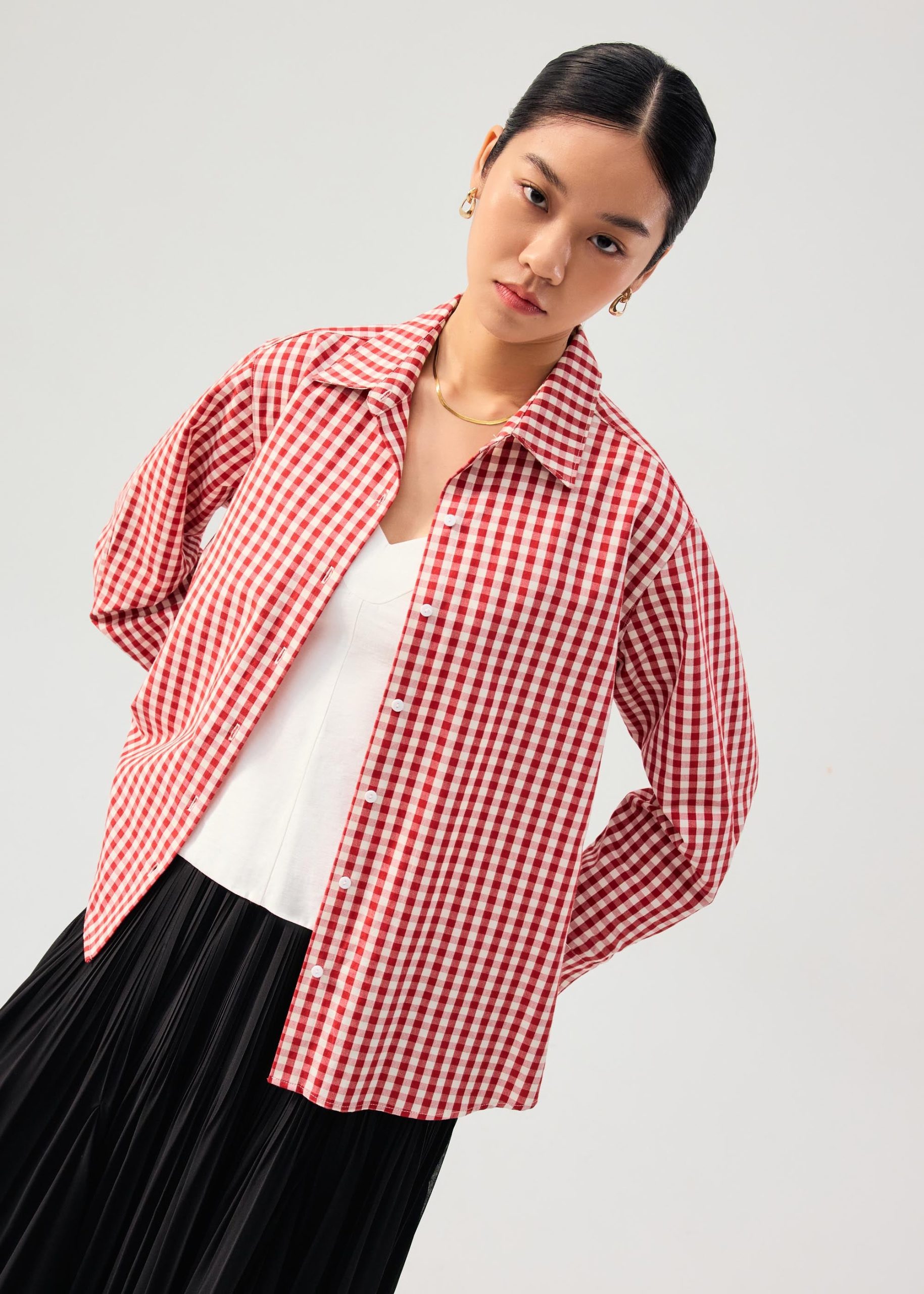 RuchedReady® Relaxed Cotton Gingham Button Down Shirt - Image 8