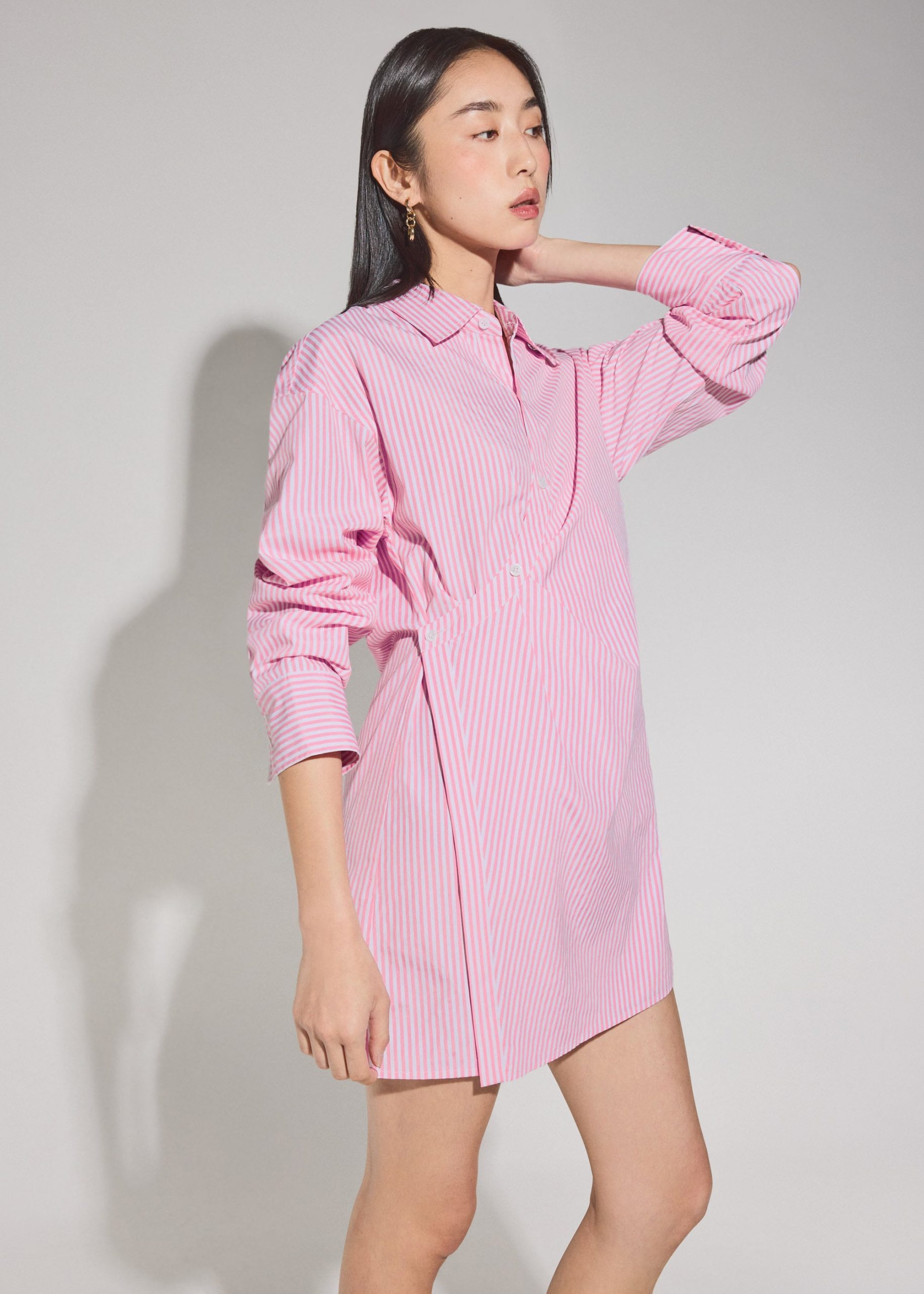 RuchedReady® Striped Cotton Collared A-line Mini Dress - Image 9
