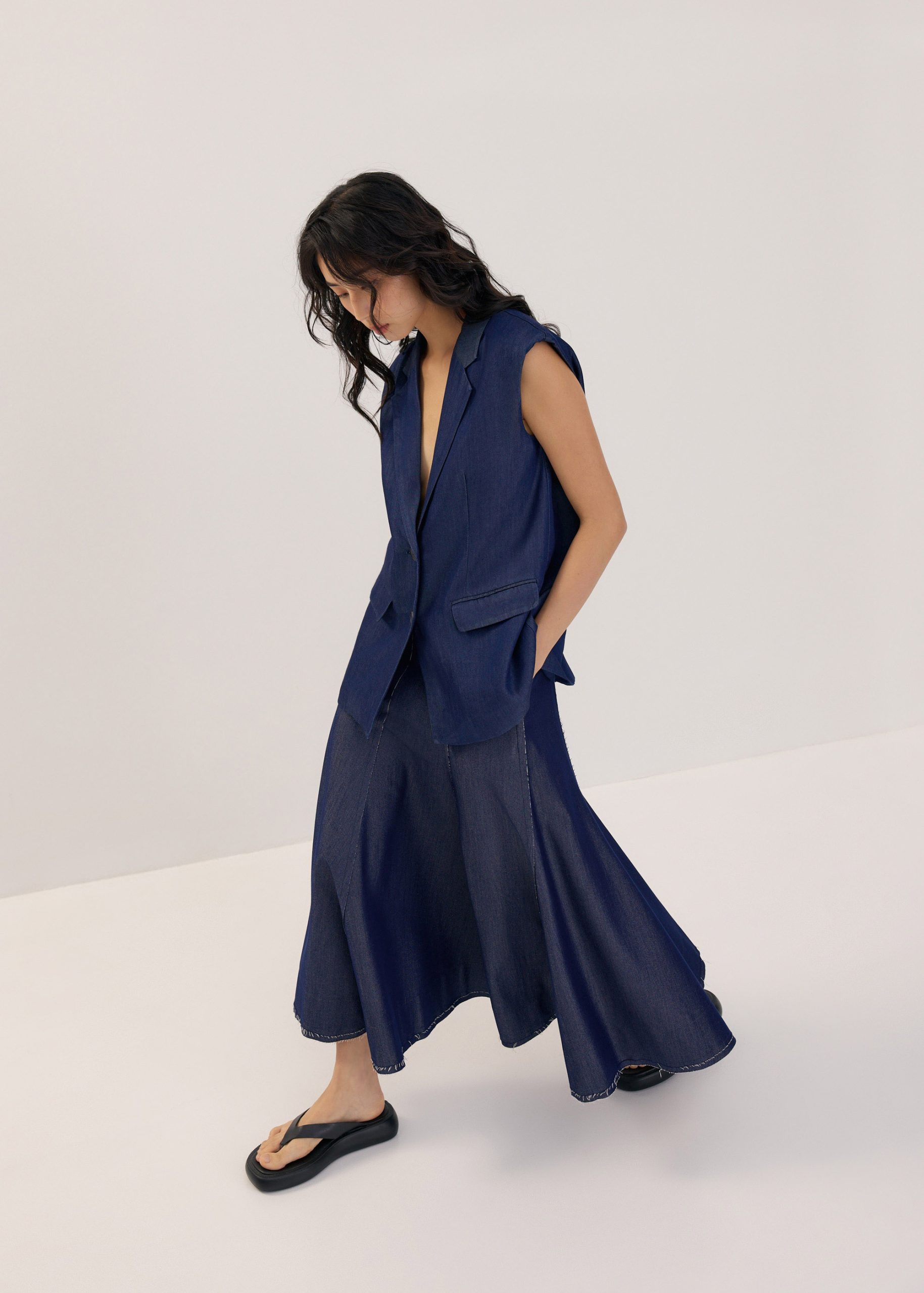 Chambray Flare Maxi Skirt - Image 2