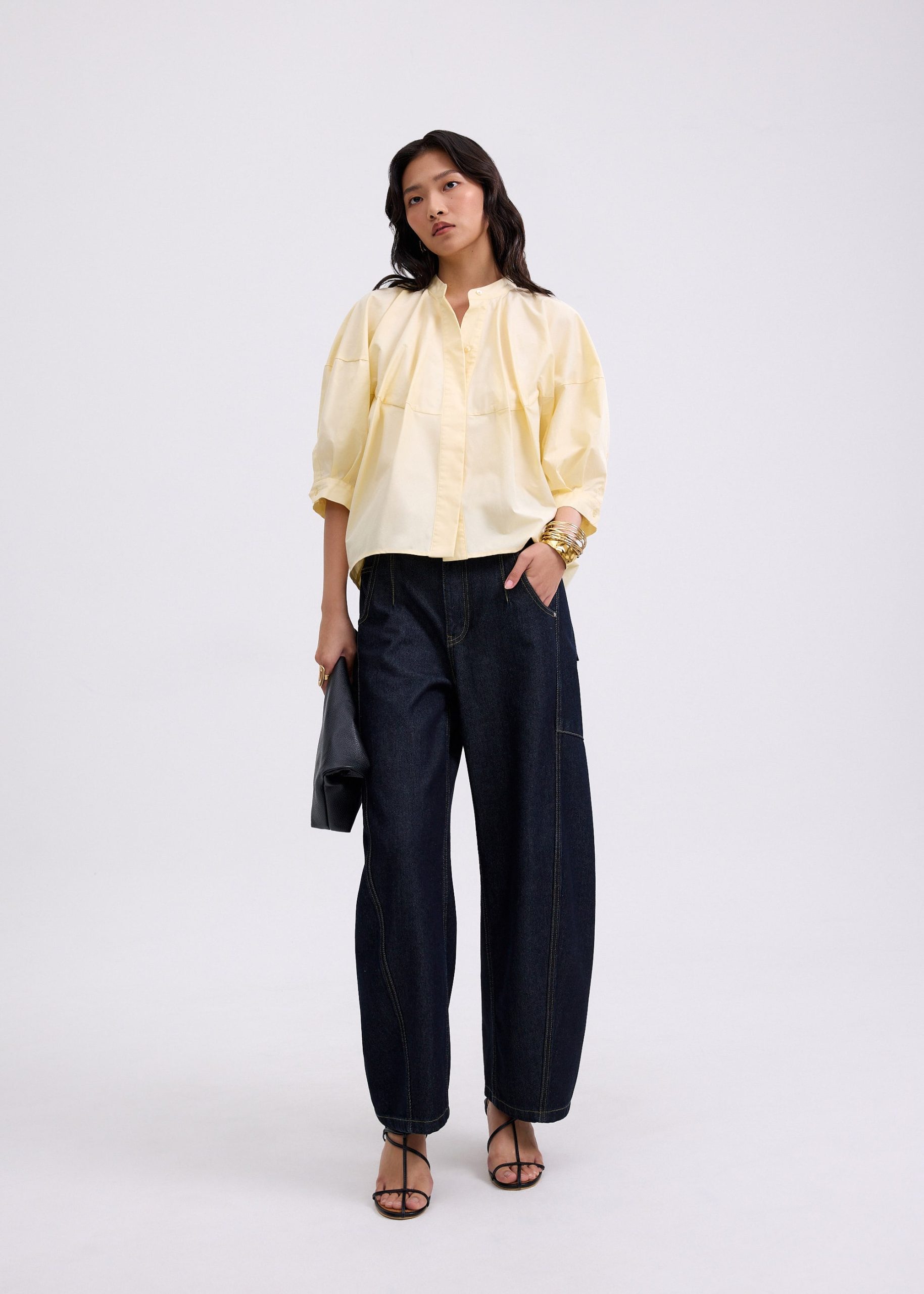 Meiying Relaxed Poplin Mandarin Collar Shirt - Image 12