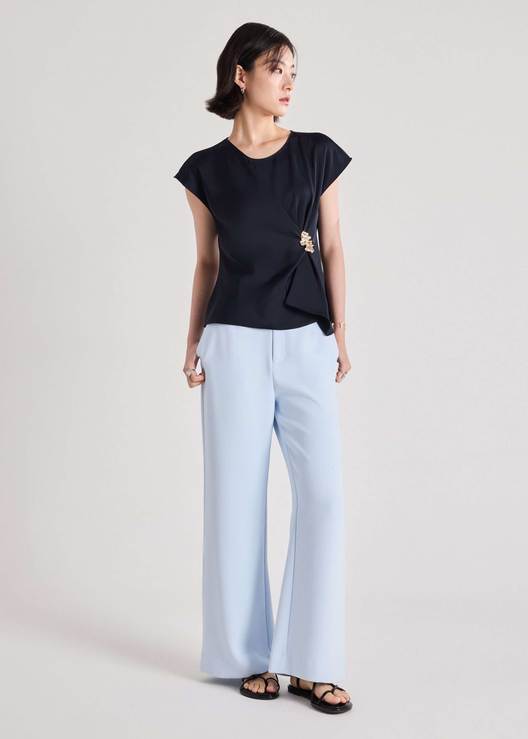 Alina Satin Top With Brooch - Image 11