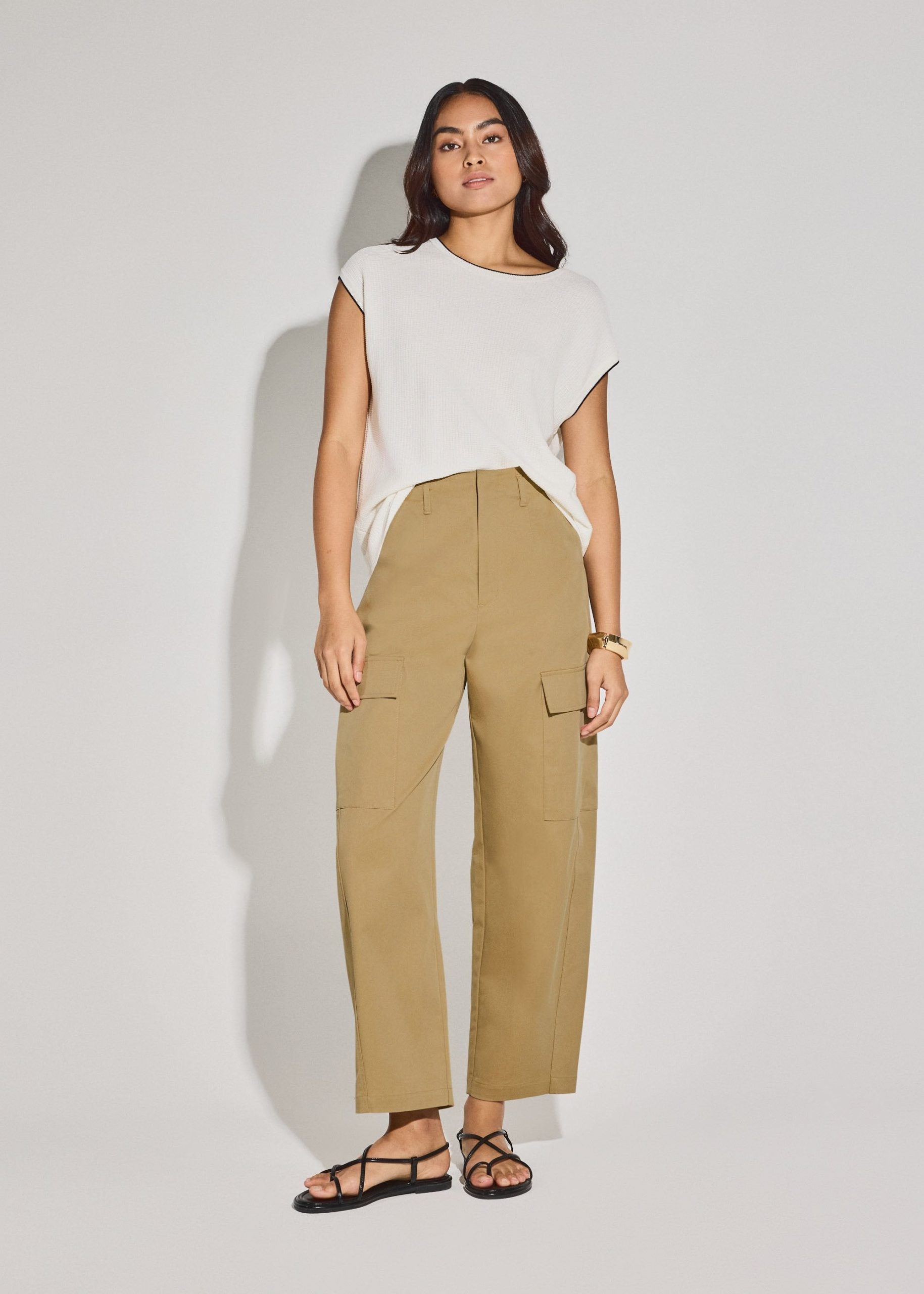 Lyocell Cargo Mid Waist Cocoon Pants