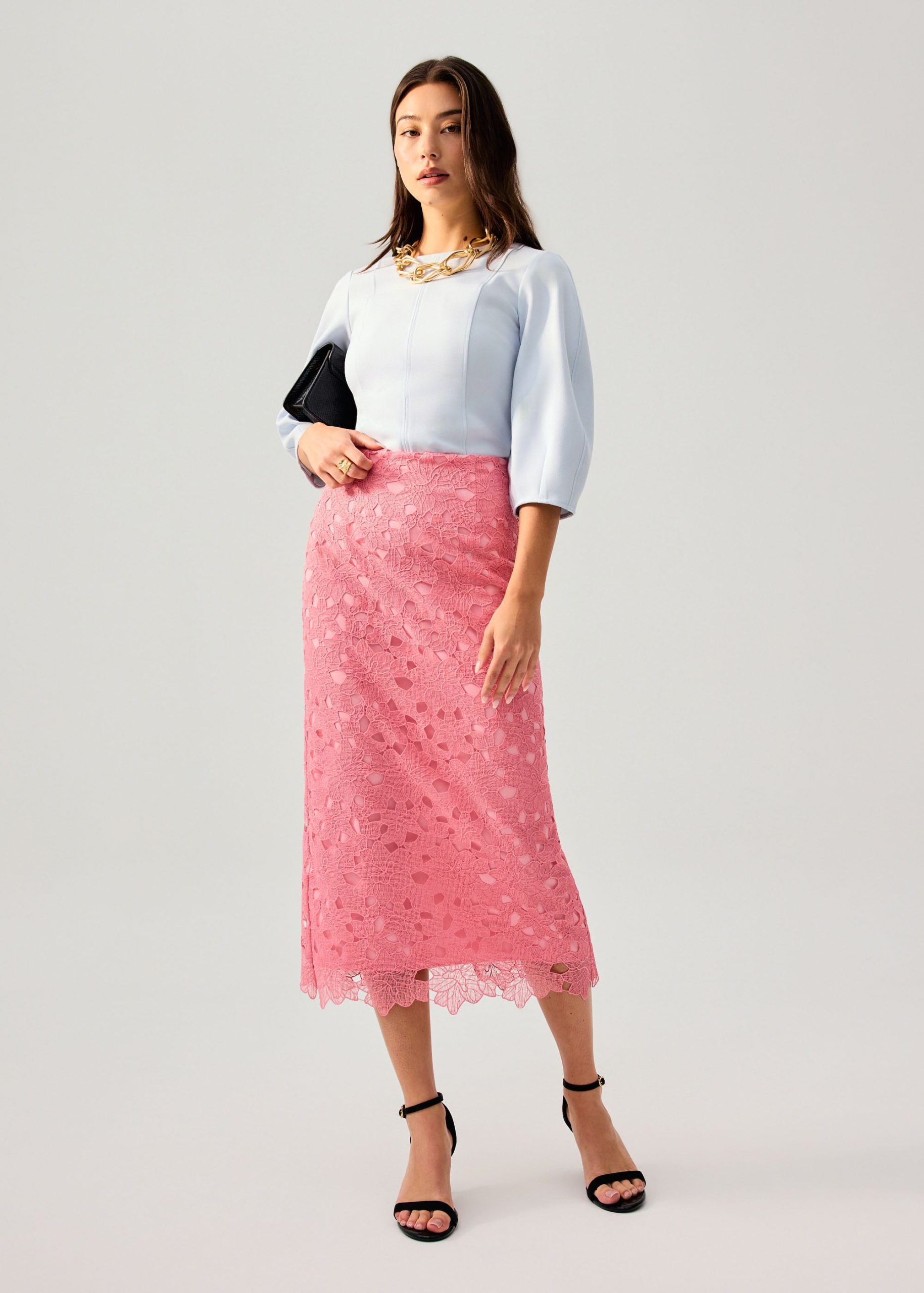 Floral Lace Column Midi Skirt - Image 9