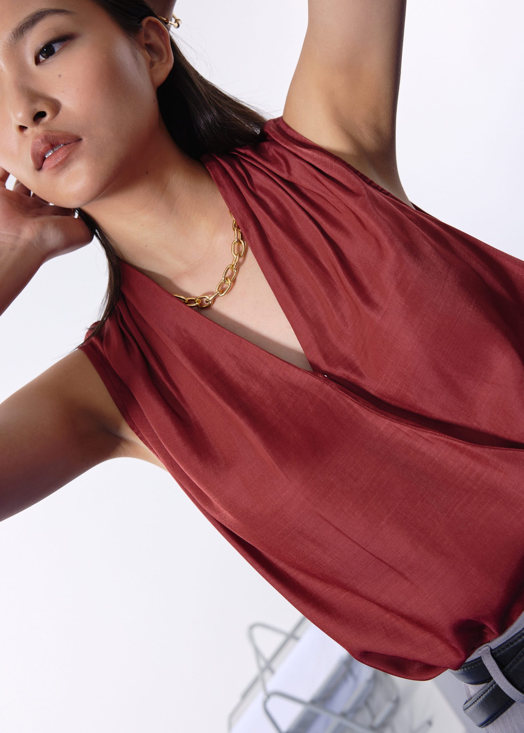 Ada Satin V-neck Wrap Top - Image 19