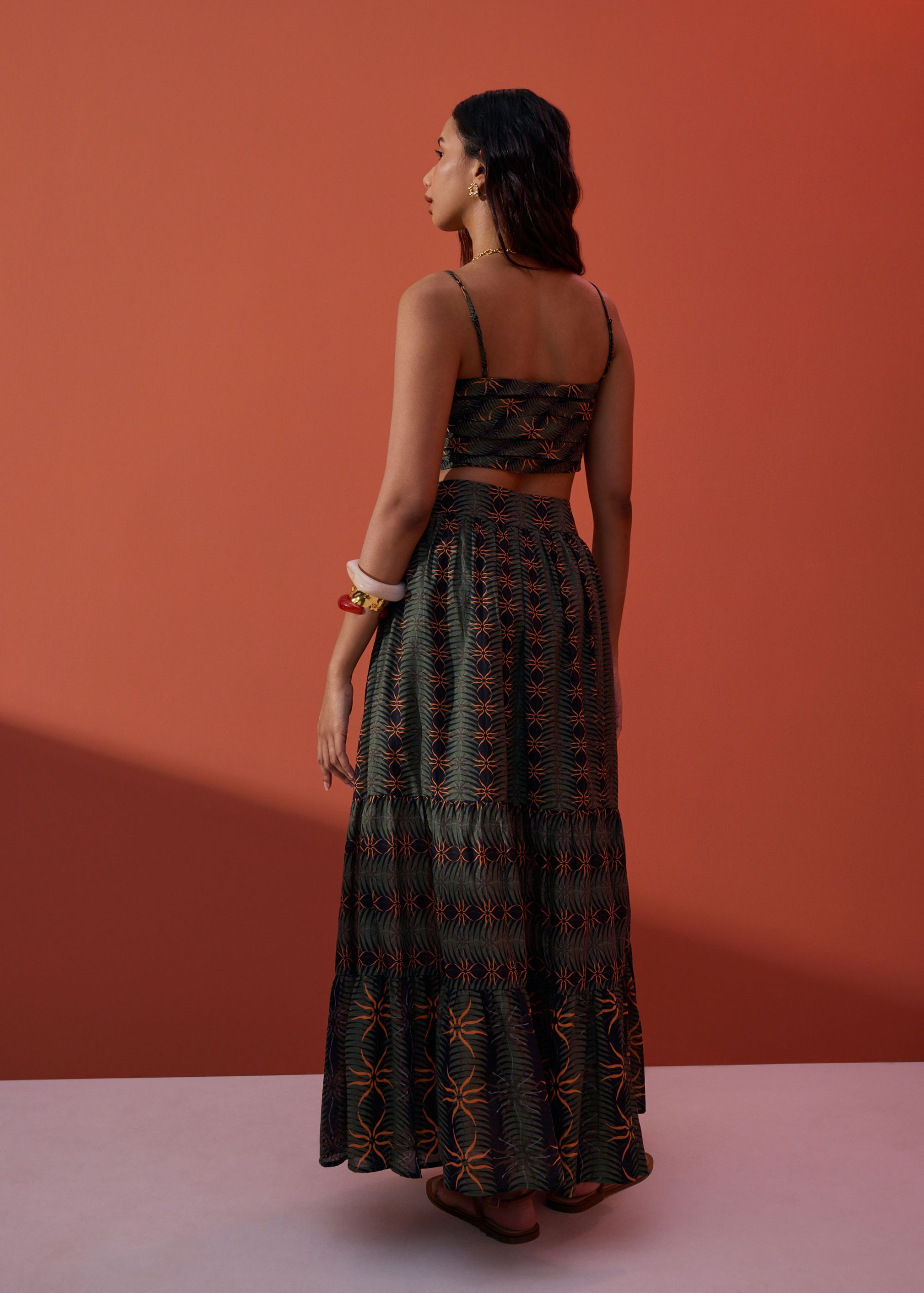 Cotton Flare Maxi Skirt in Desert Haze - Image 12