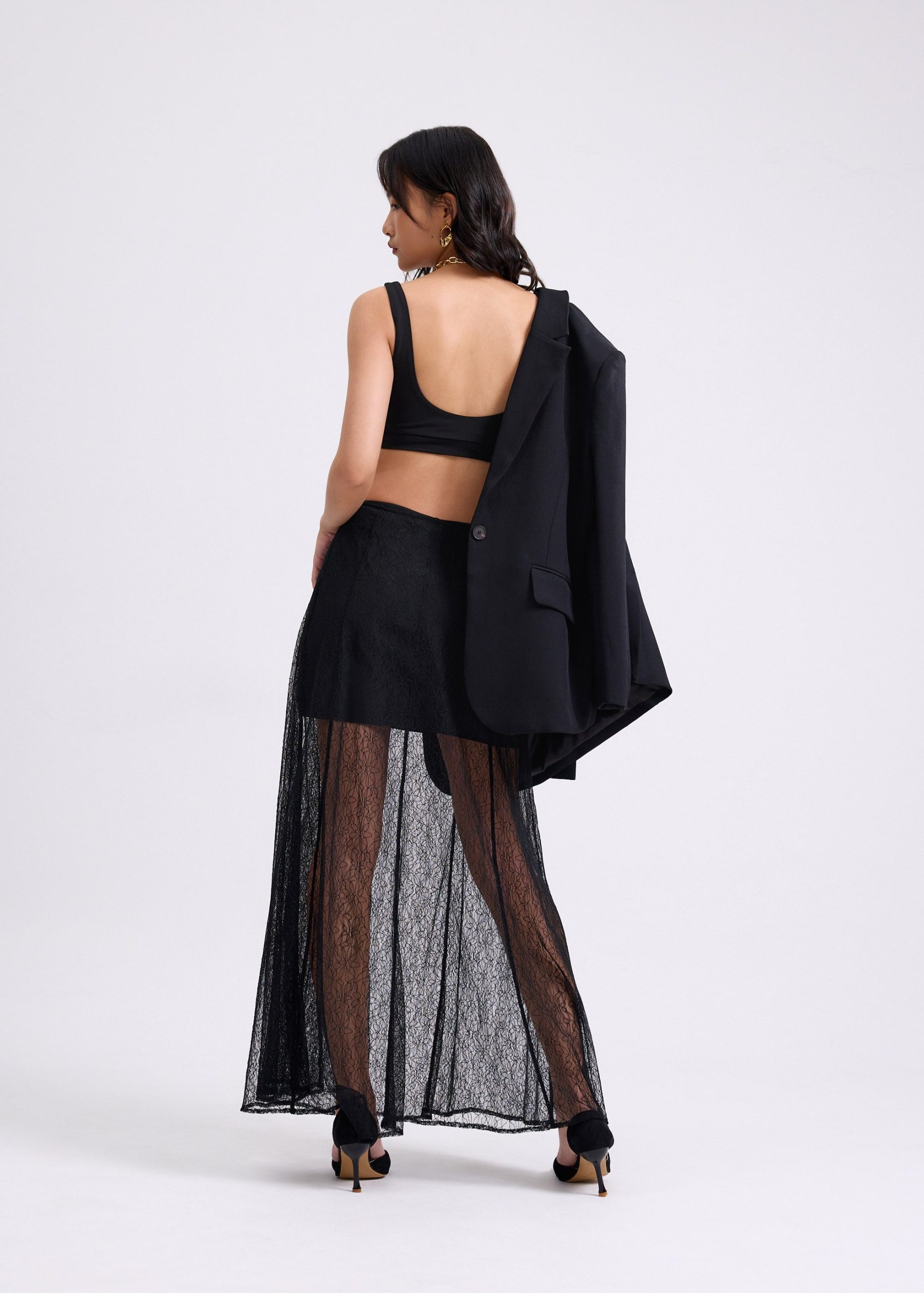 Sheer Lace A-Line Maxi Skirt - Image 7