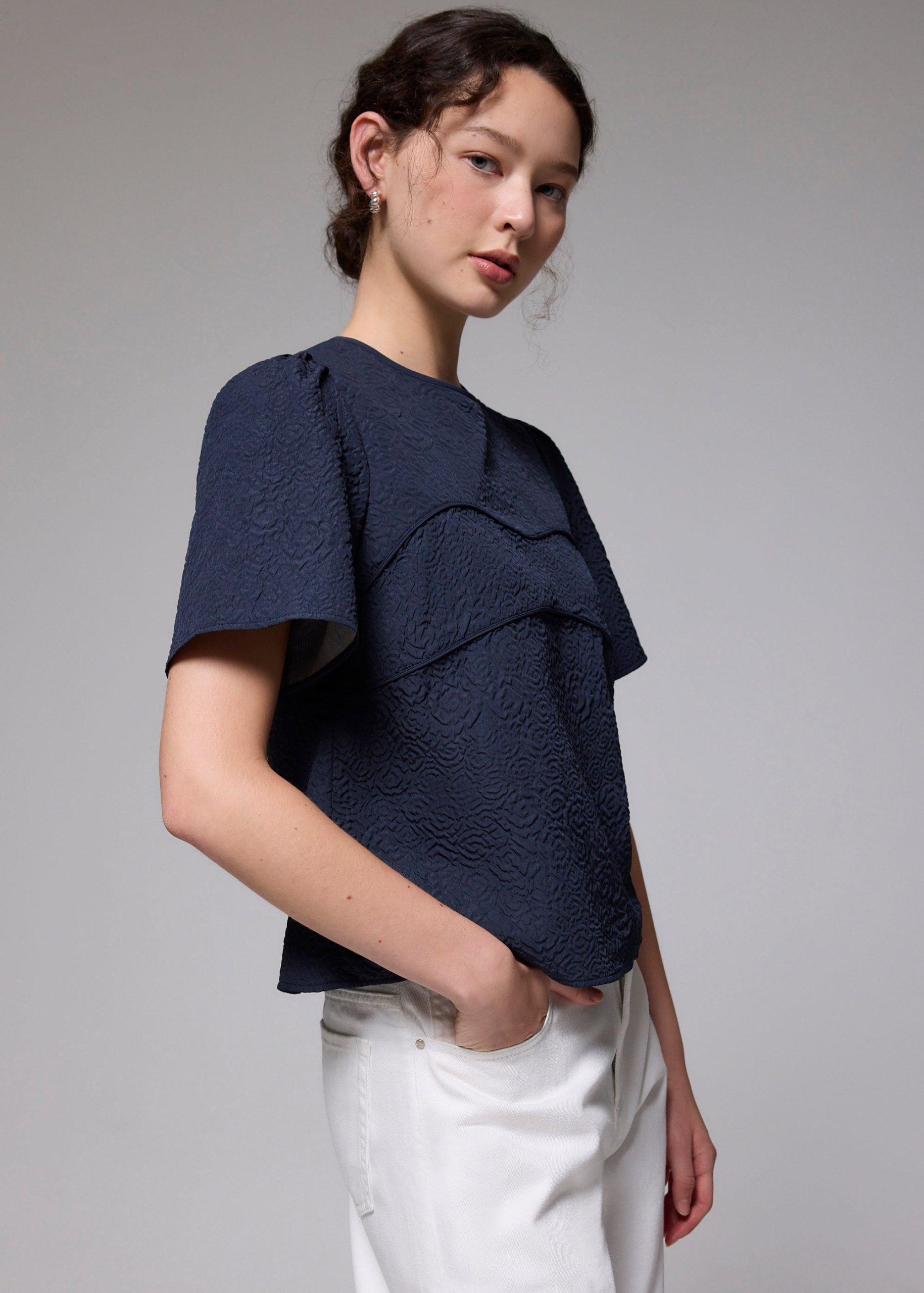 Embossed Jacquard Shell Top