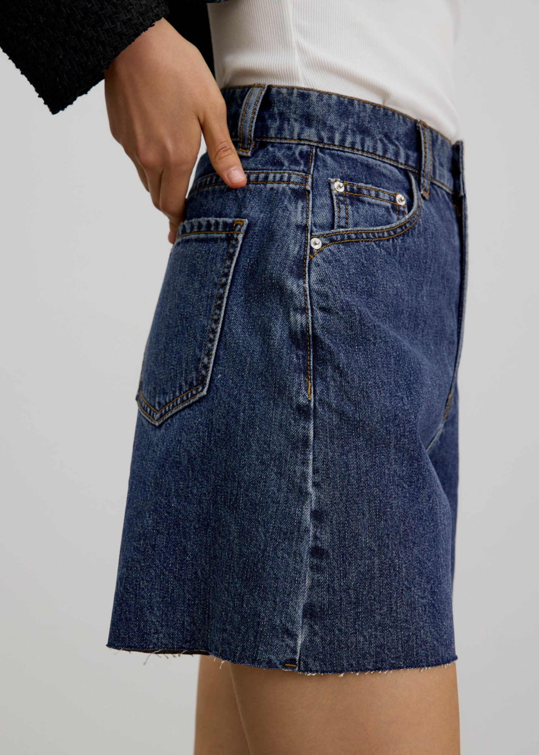 Sana High Waist Fray Denim Shorts - Image 8