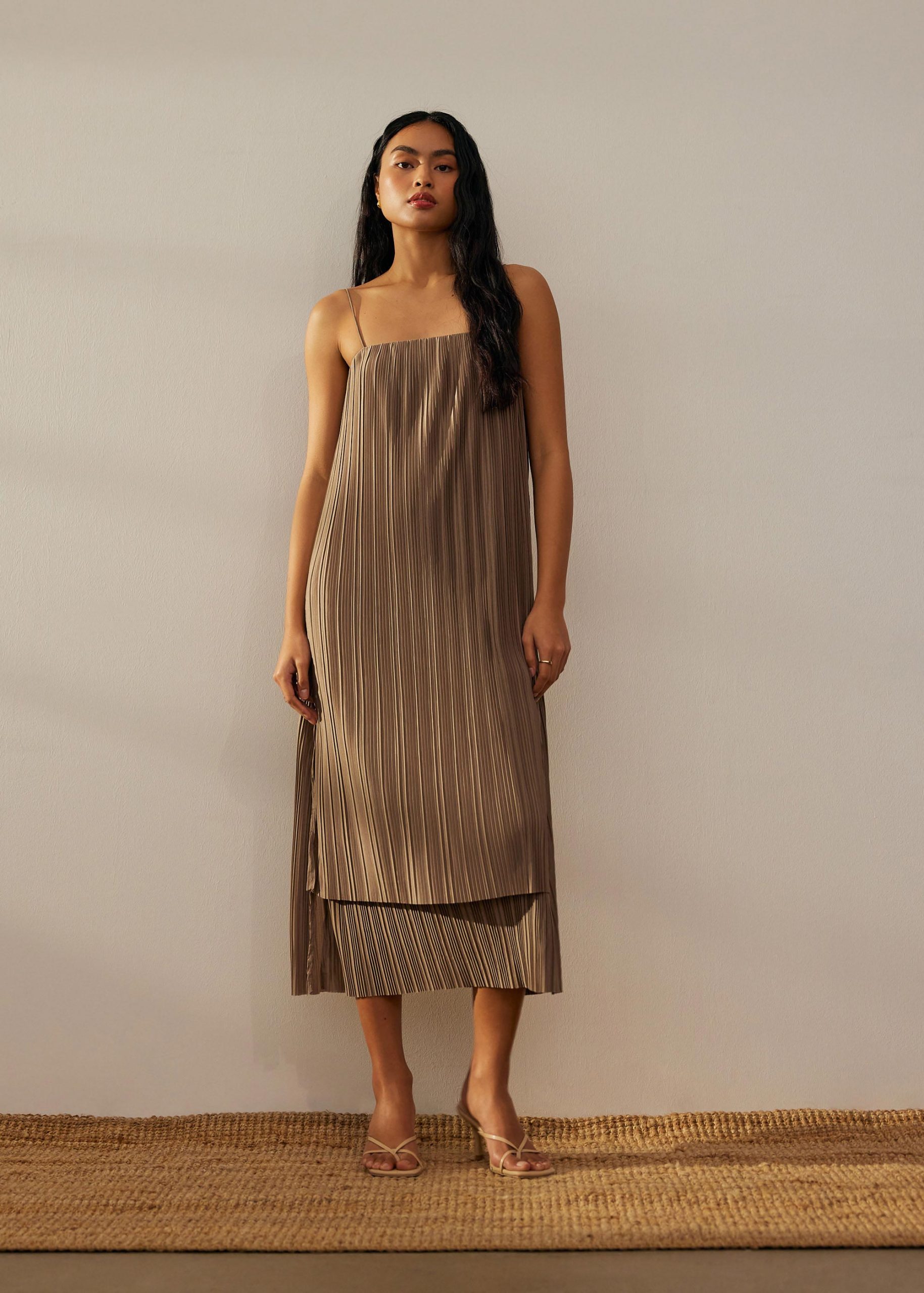 Plisse Trapeze Column Midaxi Dress - Image 10