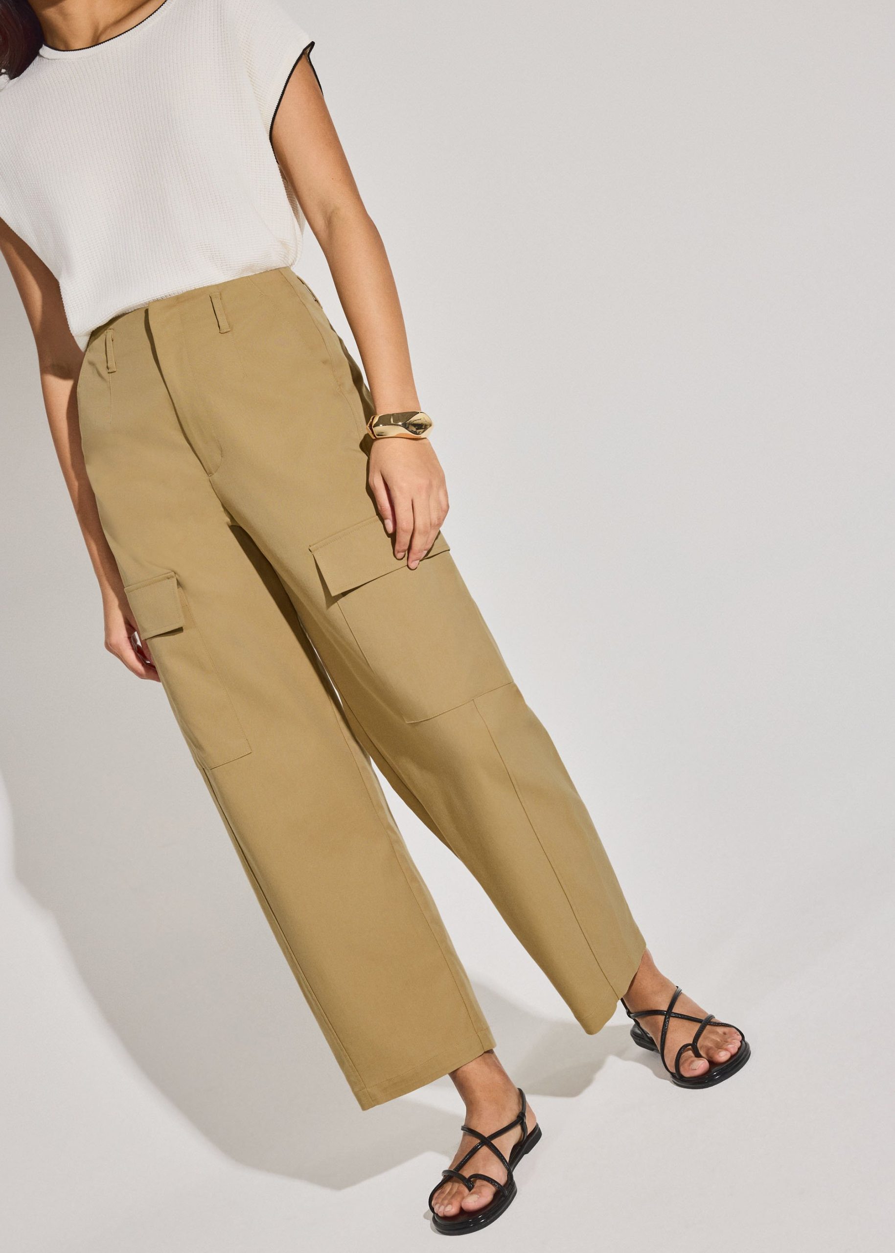 Lyocell Cargo Mid Waist Cocoon Pants - Image 3