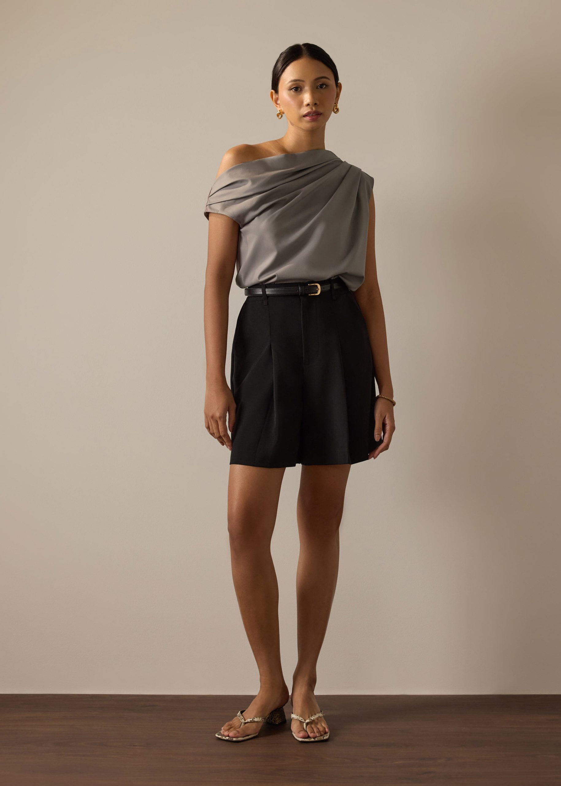 Coleen Poplin Drape Asymmetric Top - Image 10