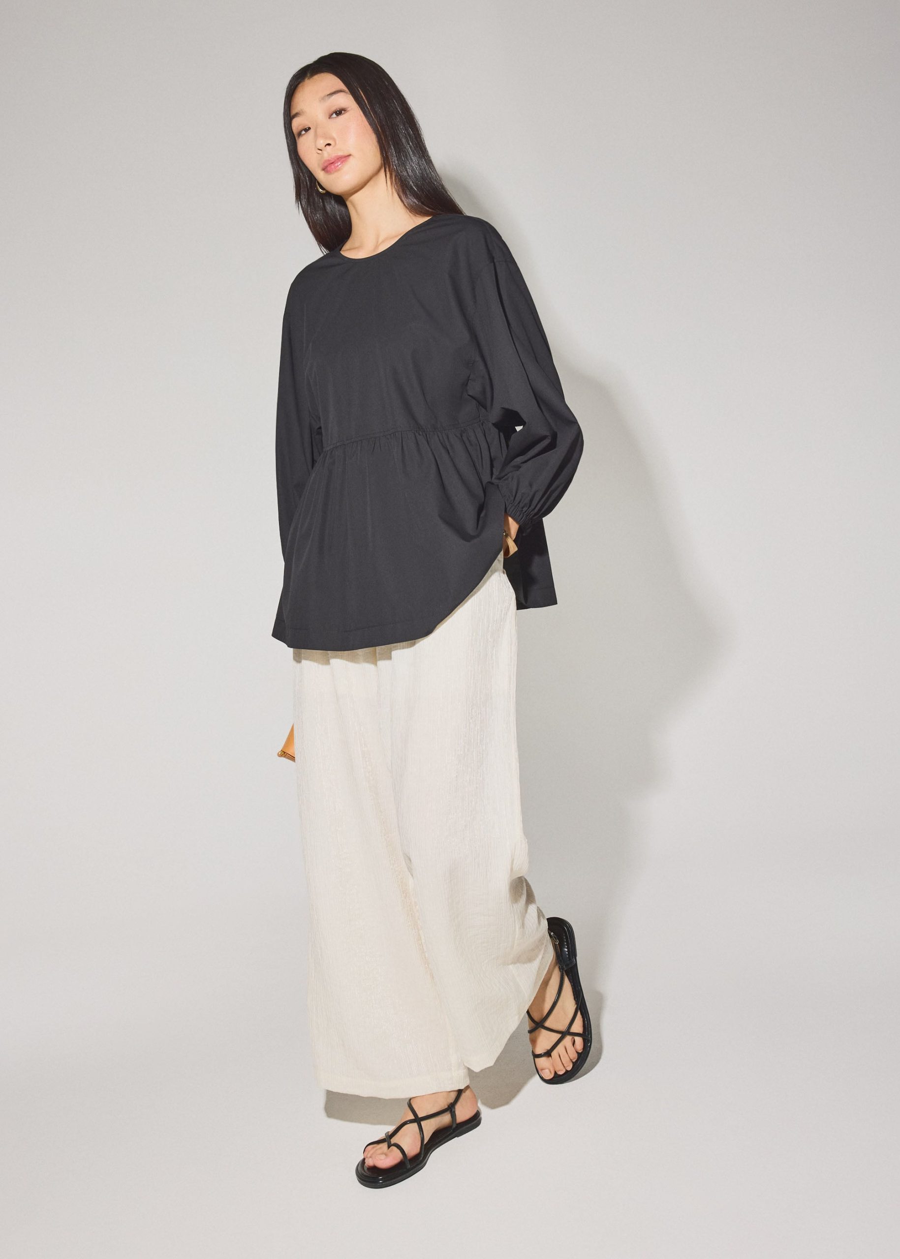 Round Neck Peplum Long Top - Image 2