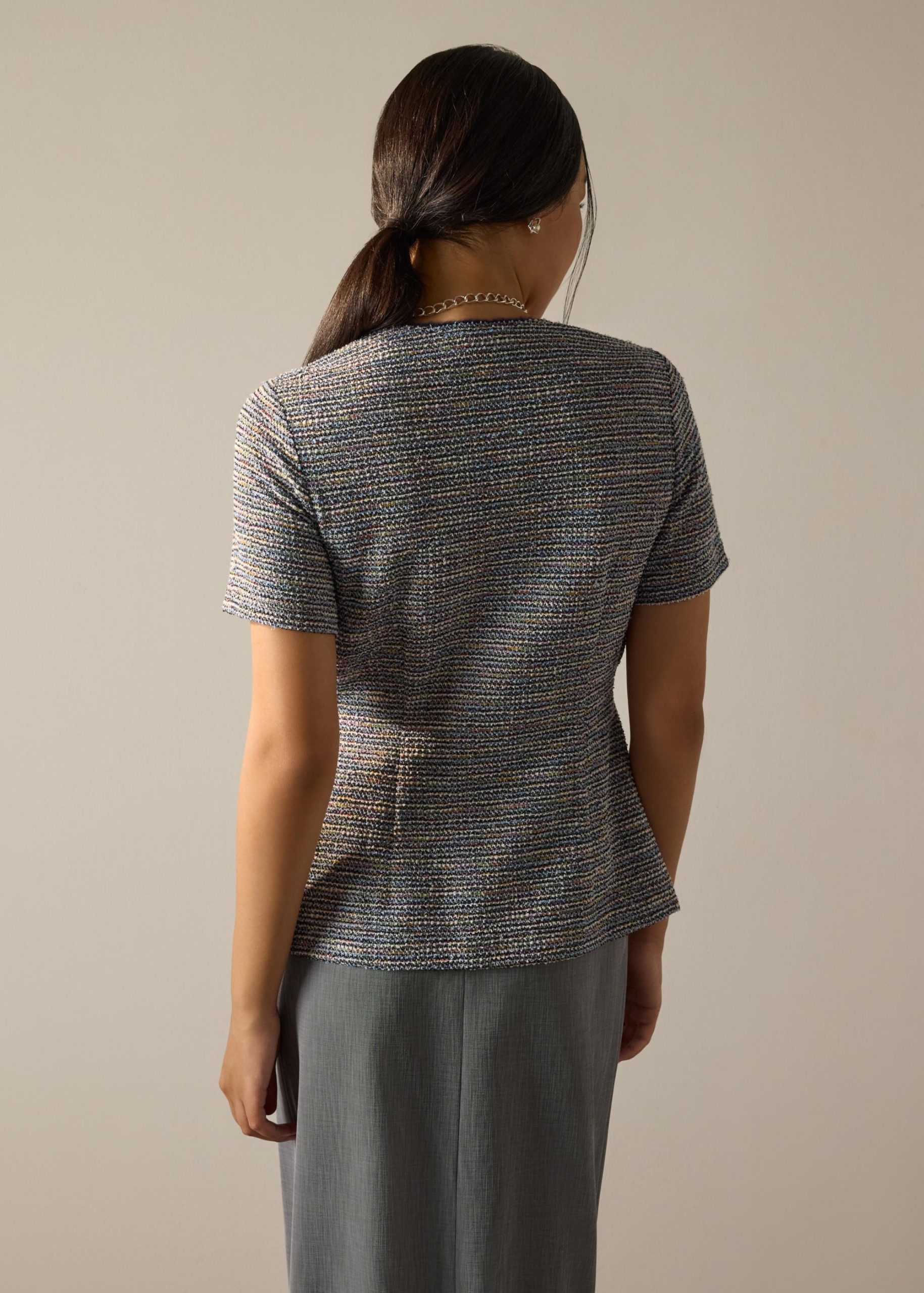 Ashna Stretch Tweed Fitted Top - Image 4