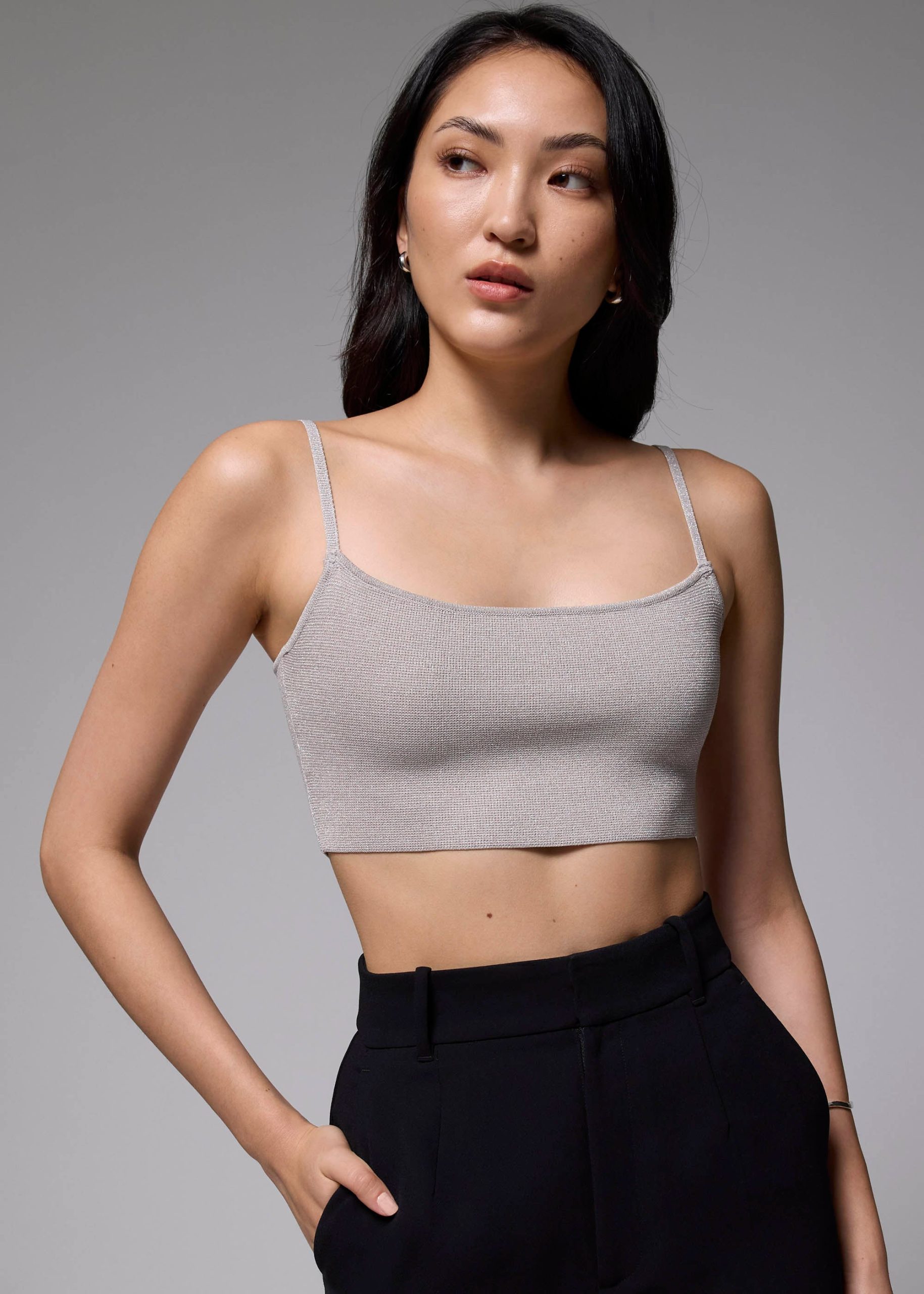 Fitted Crop Knit Camisole Top - Image 14