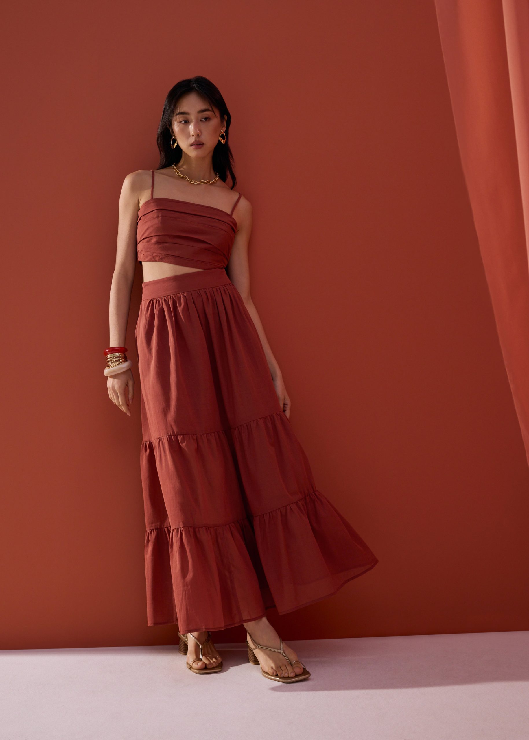 Cotton Flare Maxi Skirt in Desert Haze - Image 8