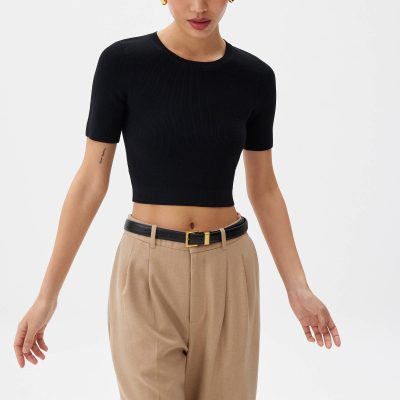 Kyle Knit Round Neck Crop Top