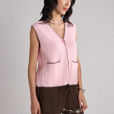 Blanket Stitch Knit Vest