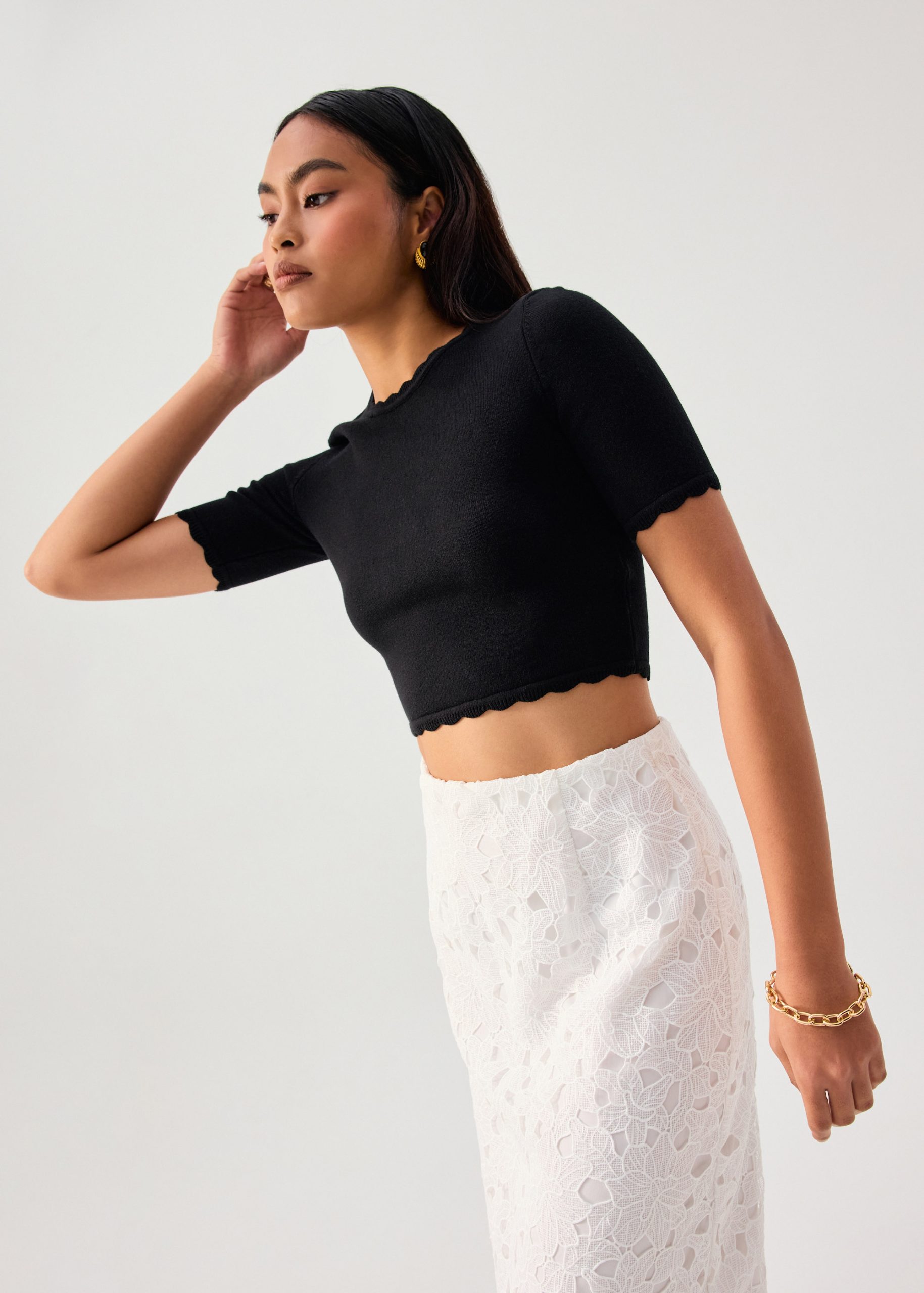 Raisa Knit Scallop Edge Crop Top - Image 5