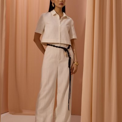 Leggy??Seva Textured Super High Waist Straight Leg Pants