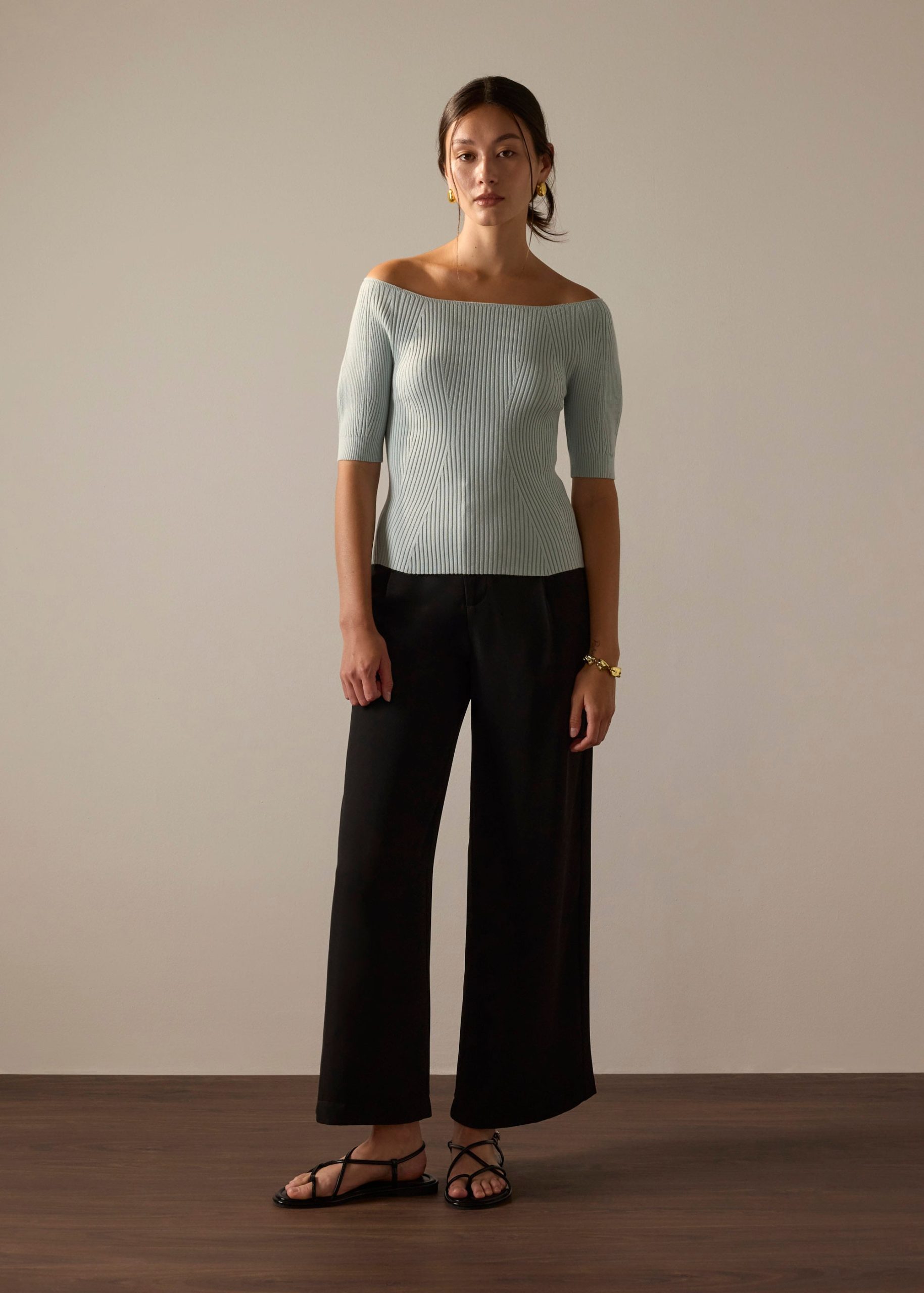 Kyo Ribbed Knit Fitted Top - Image 11