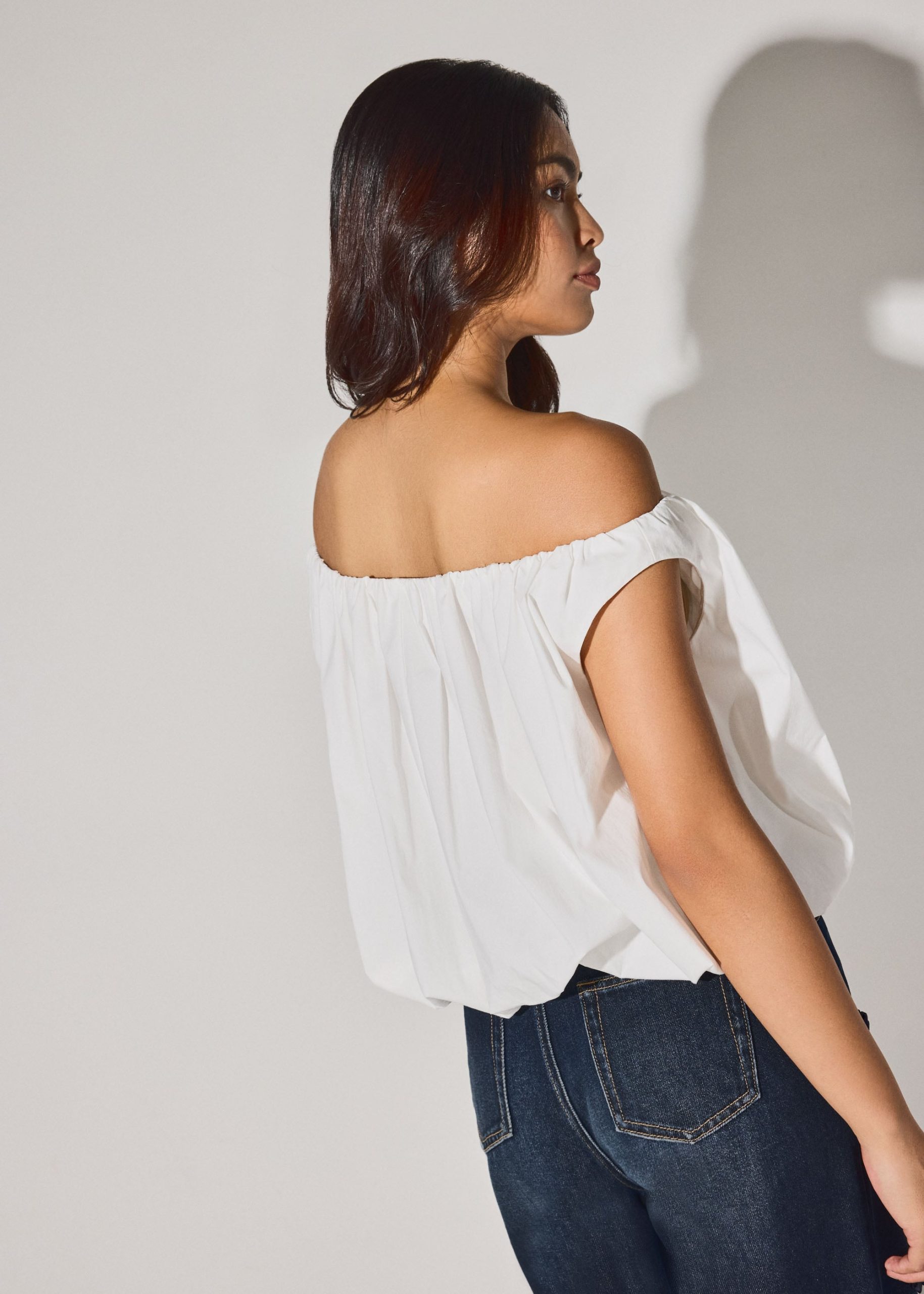 Multi-way Cotton Bubble Hem Top - Image 5