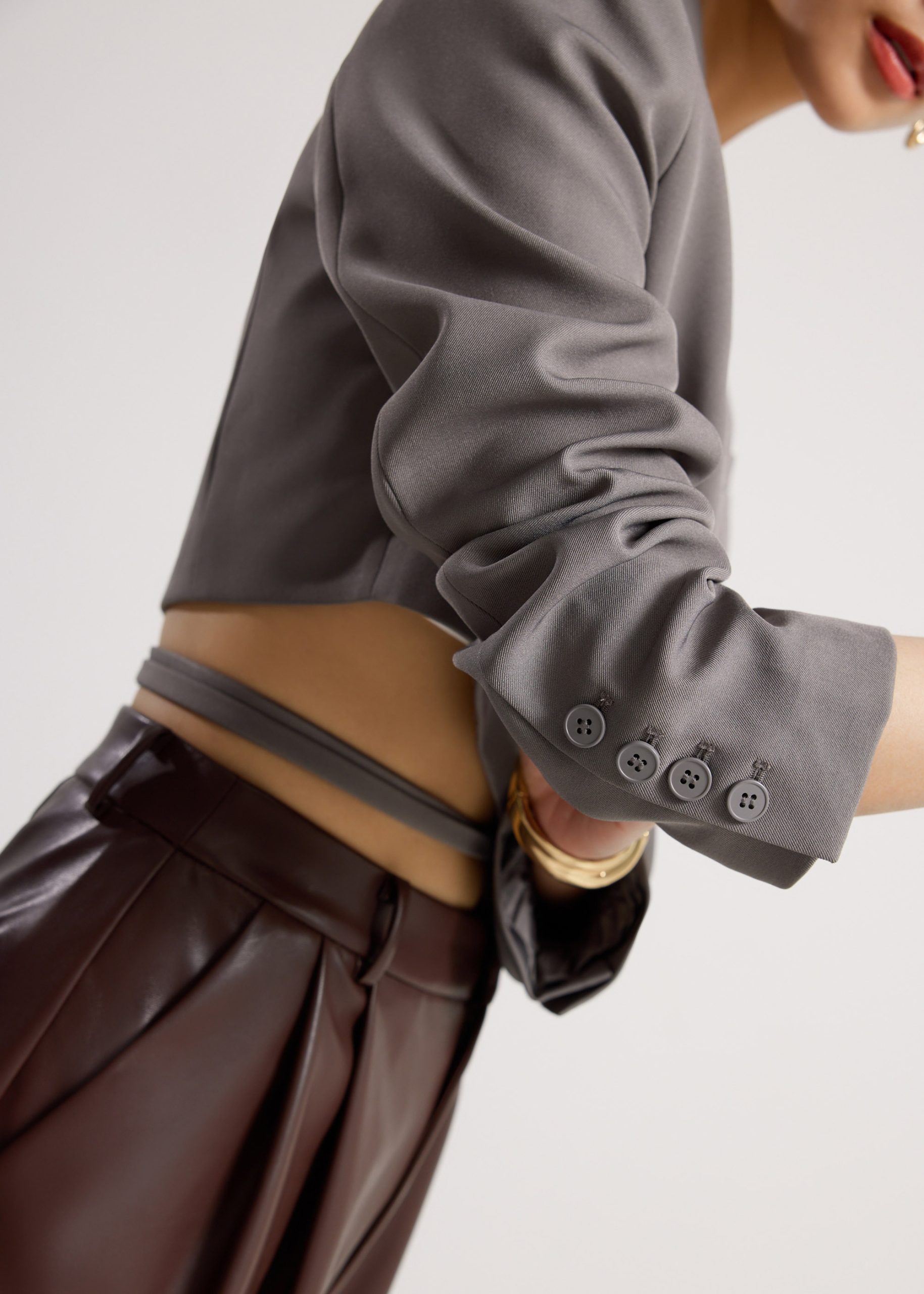 RuchedReady® Oversized Front Wrap Crop Blazer - Image 7