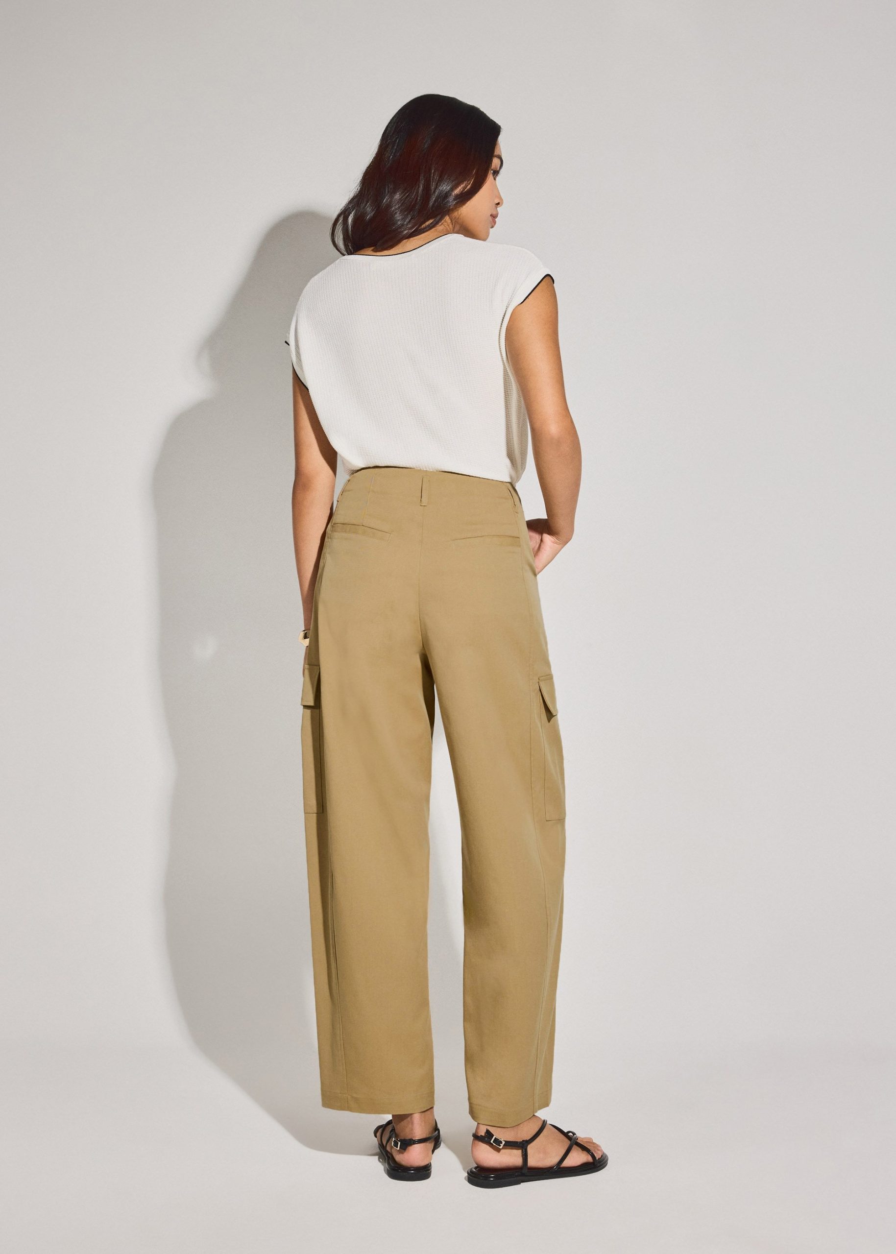 Lyocell Cargo Mid Waist Cocoon Pants - Image 4