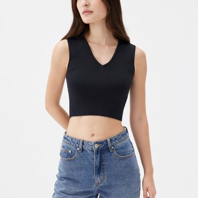 Sree Knit V-neck Crop Top