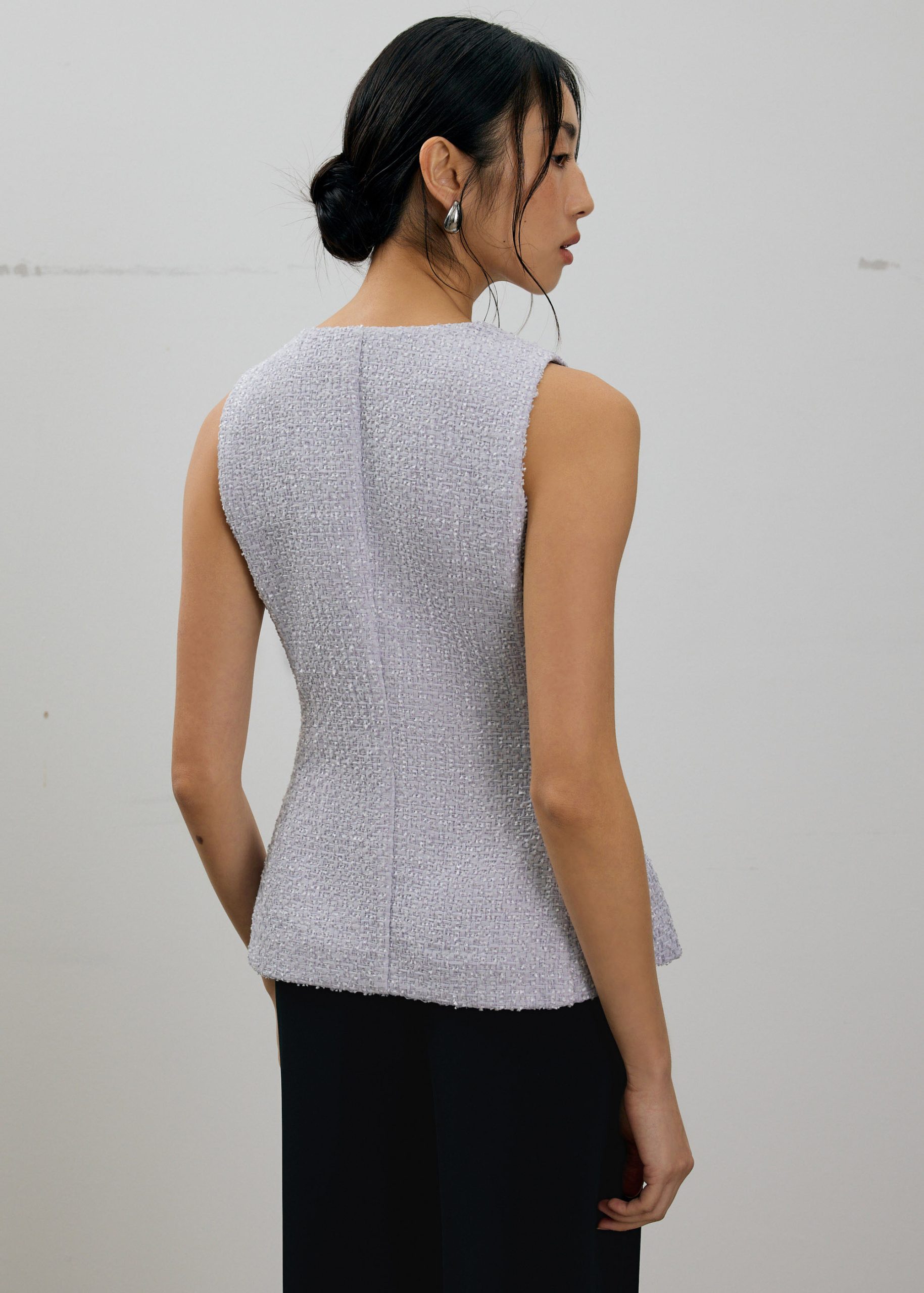 Fumiko Ribbon Tweed Vest Top - Image 15