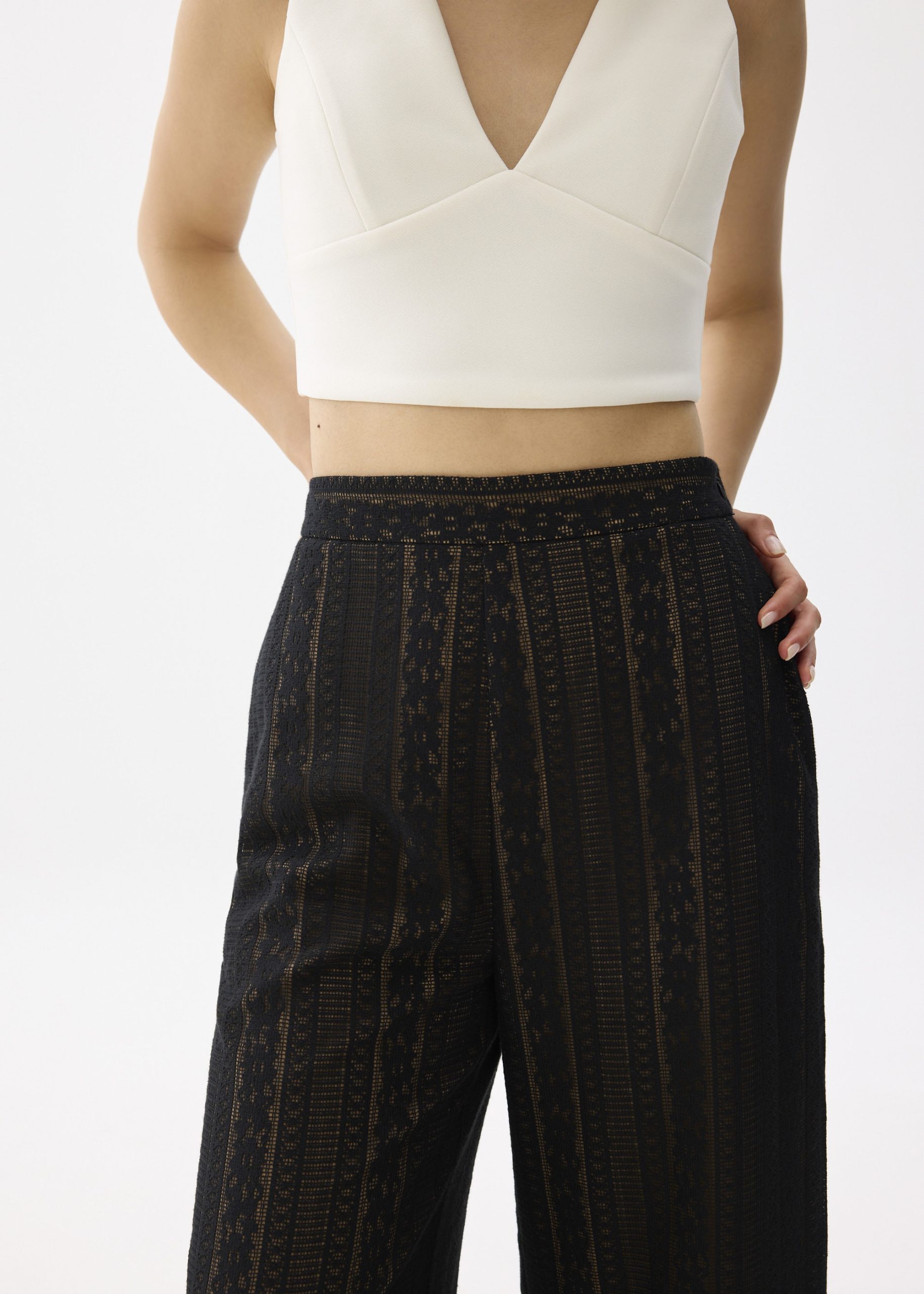 Elastic Lace Wide Leg Pants - Image 5