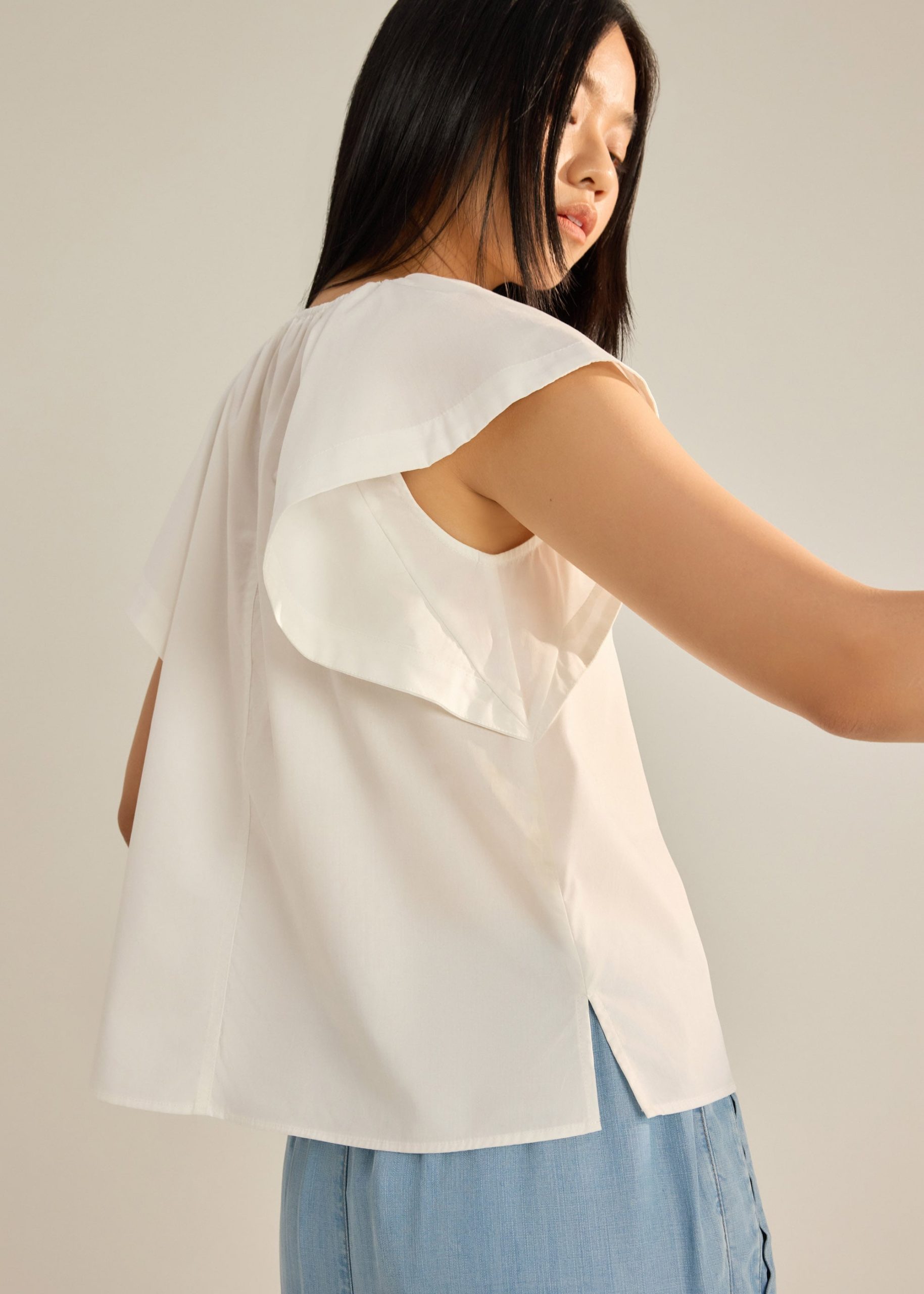 Keiko Cotton Draped Panel Top - Image 5