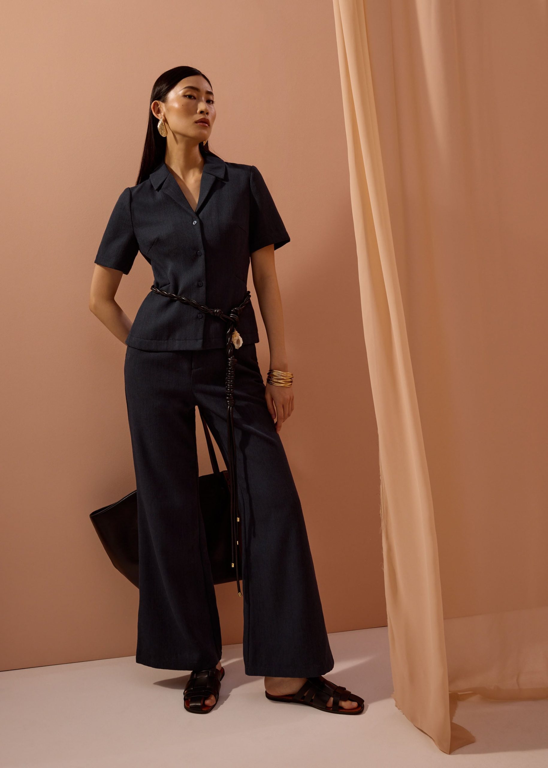 Ling Textured Belted Blazer Top - Image 3
