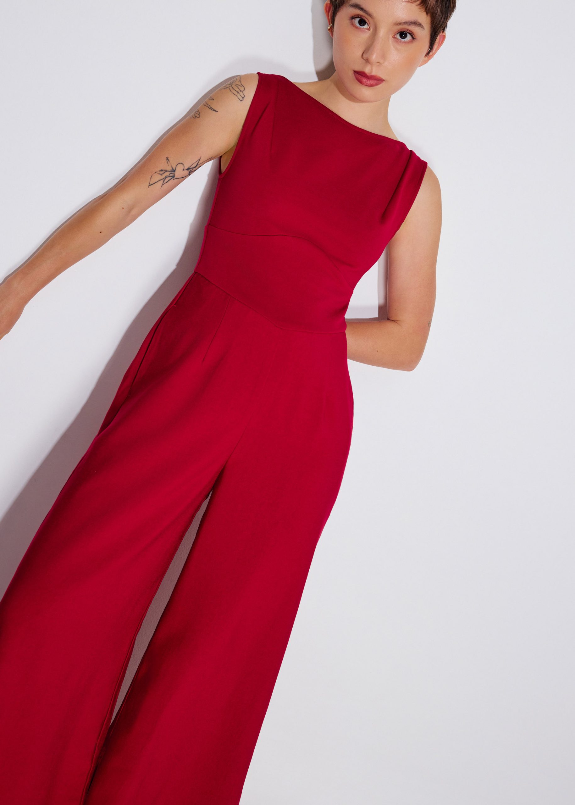 Boat Neck Wide Leg Jumpsuit - Image 11