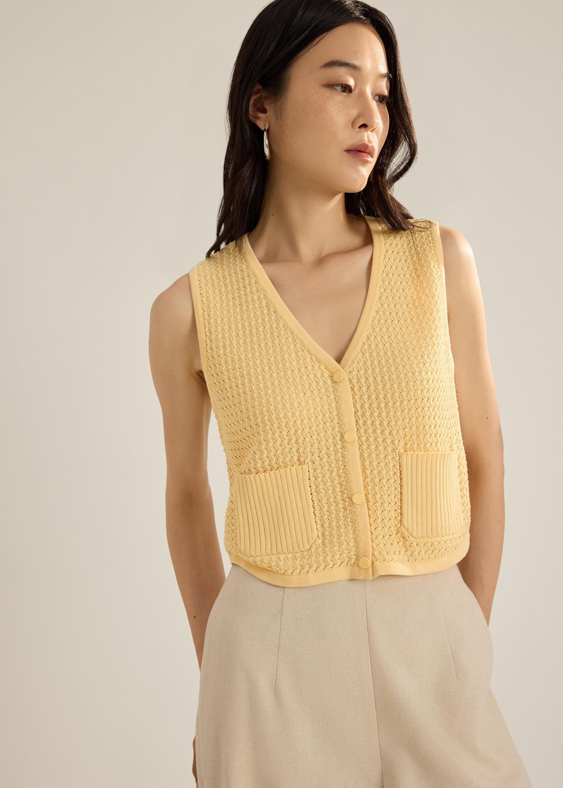Samia Waffle Knit Crop Vest Top