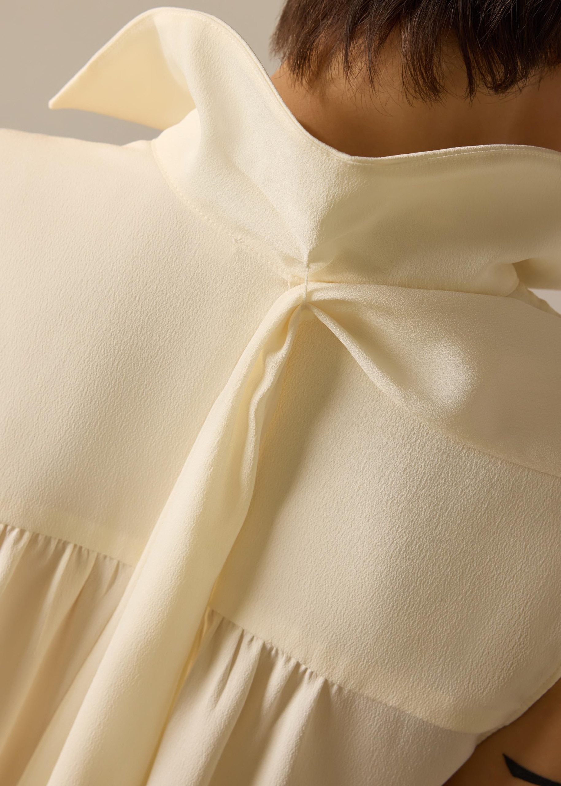 Ariska Detachable Sash Crepe Satin Collared Blouse - Image 12