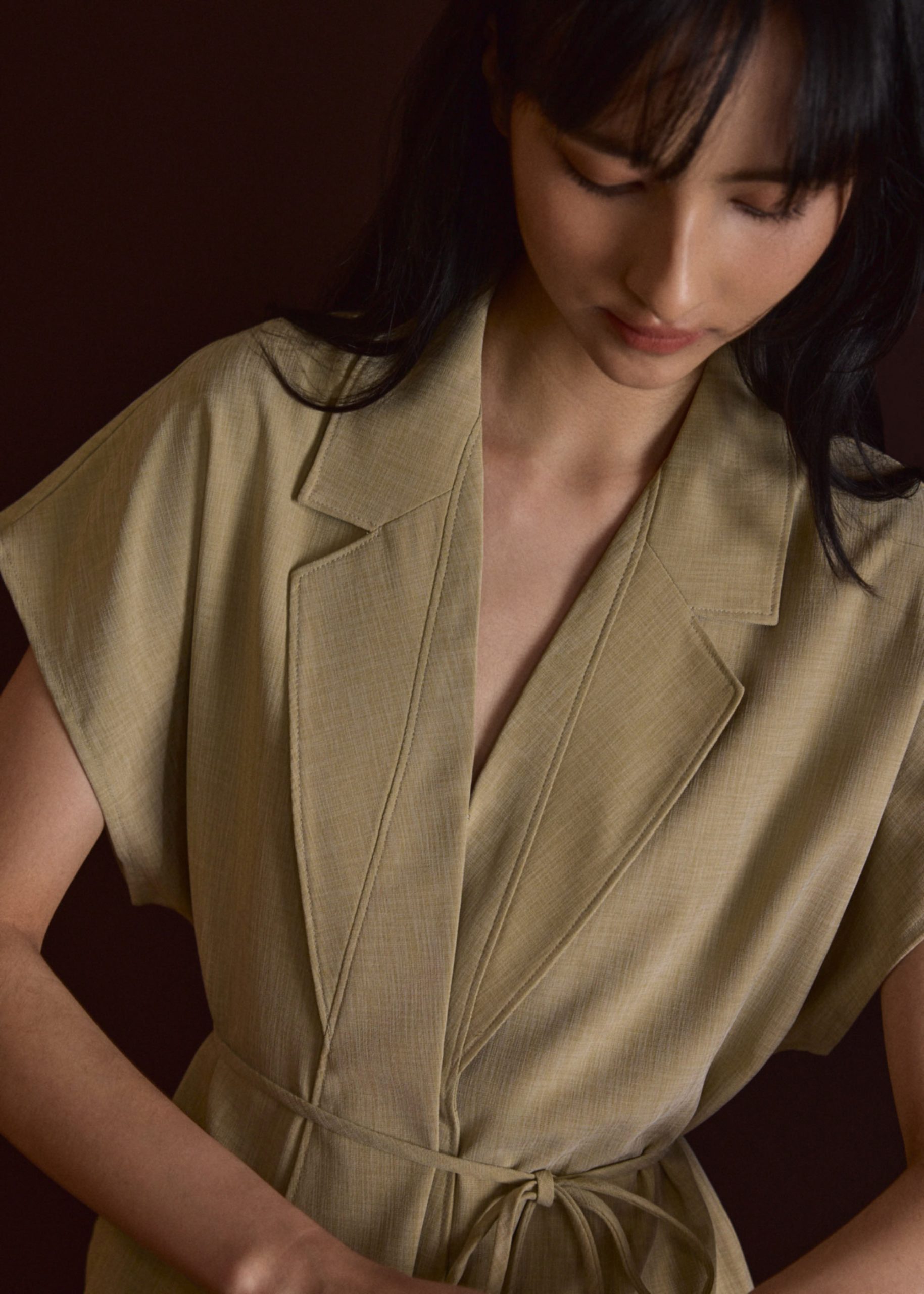 Vina Detachable Sash Melange Front Wrap Top - Image 17