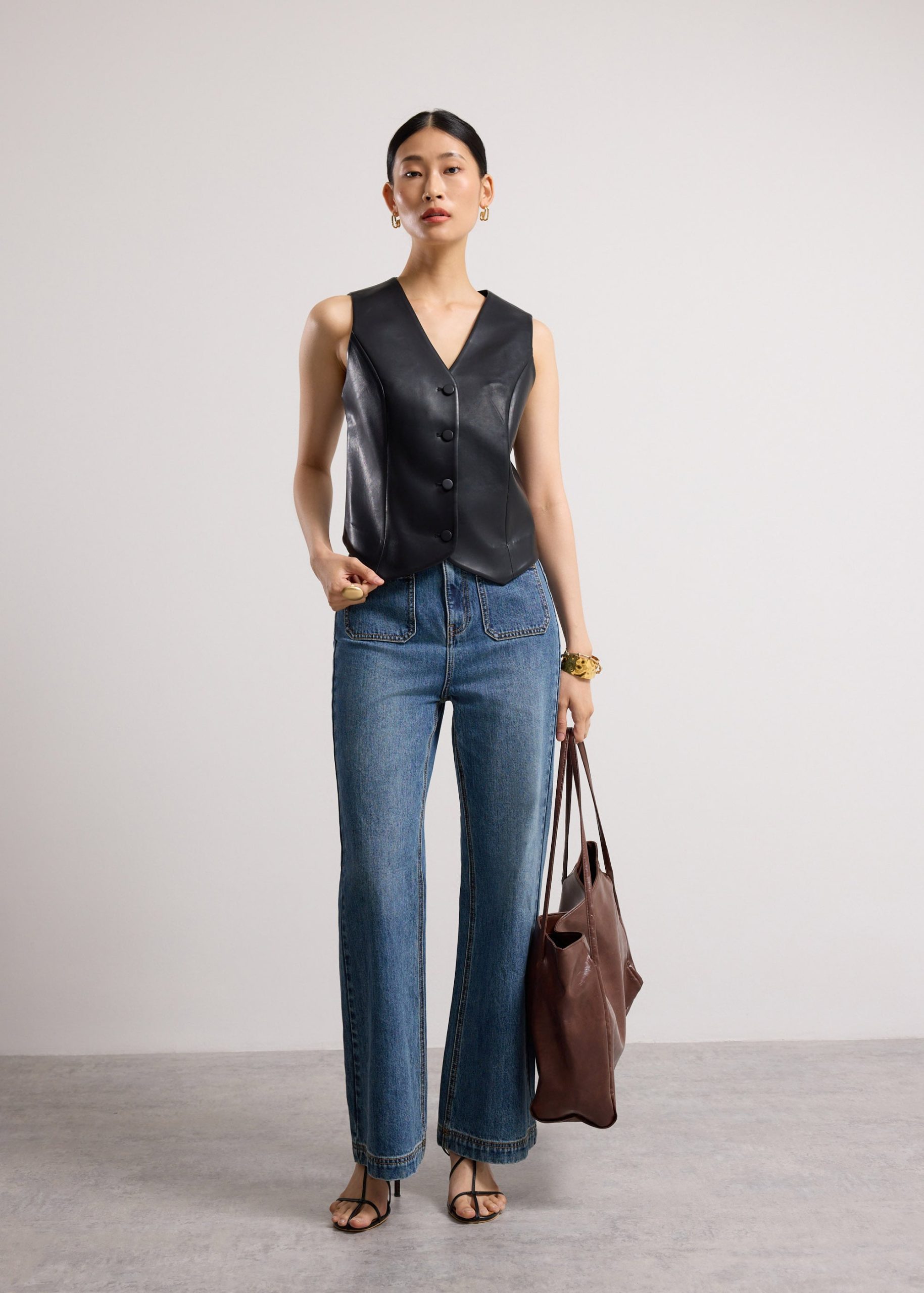 Kali Vegan Leather V-neck Vest - Image 2