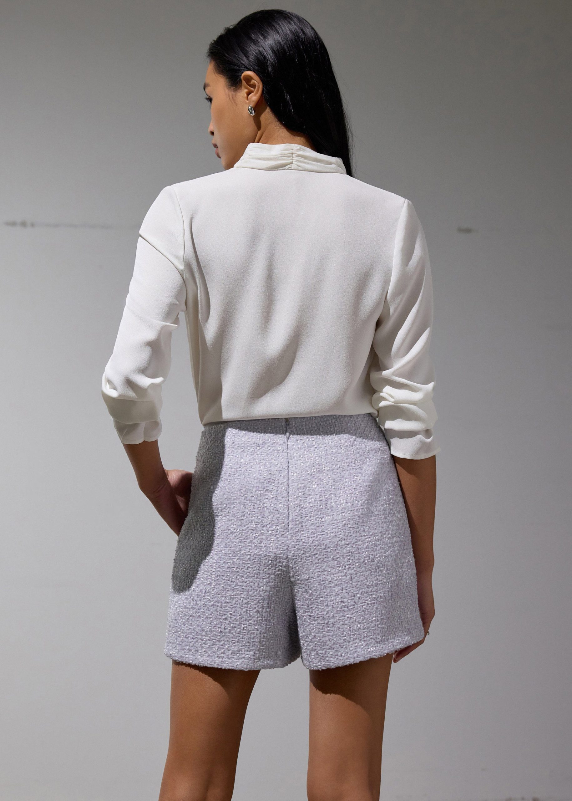 Fumiko Ribbon Tweed High Waist Shorts - Image 18